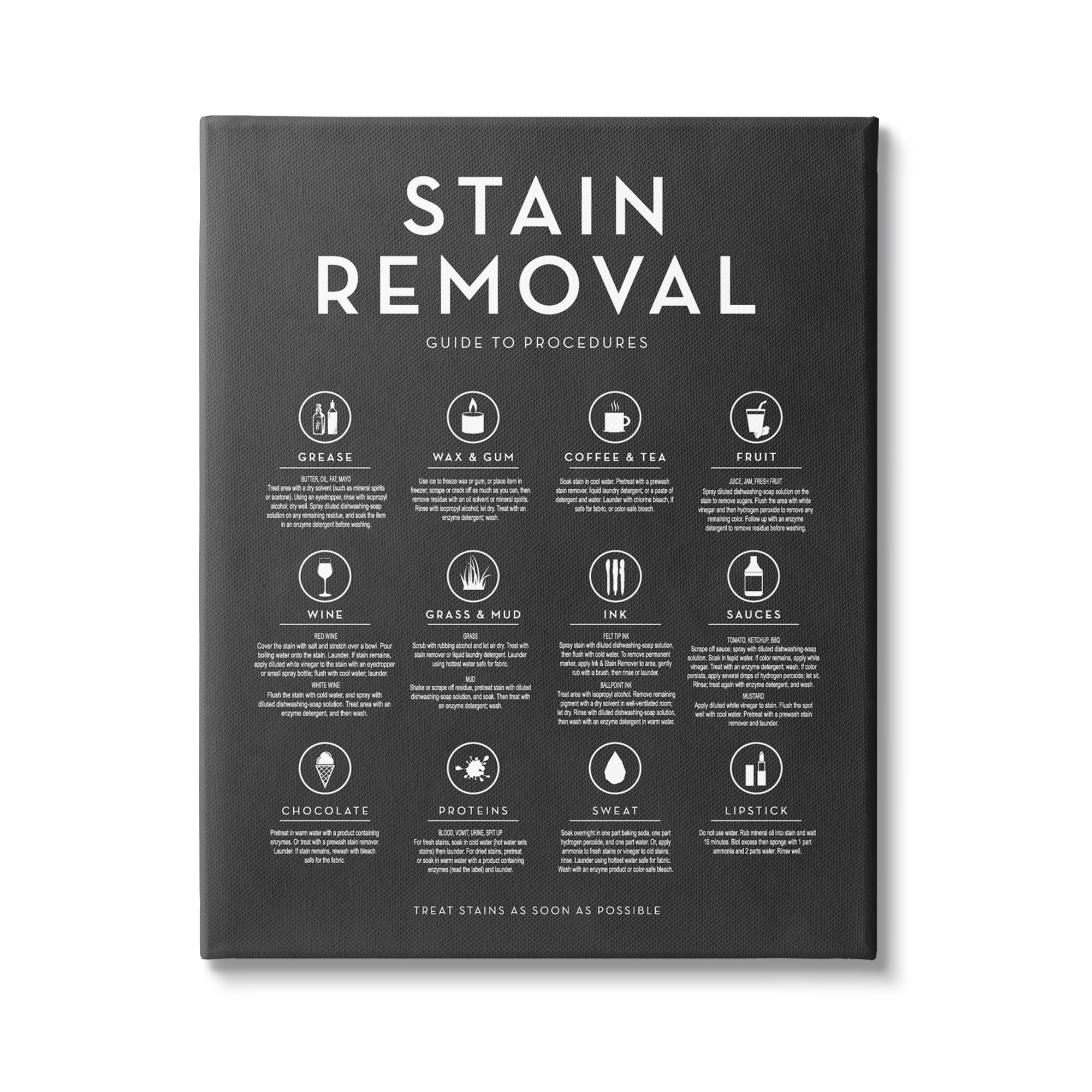 Stupell Industries Various Stain Removal Procedures Laundry Diagram Chart Graphic Art Gallery Wrapped Canvas Print Wall Art, Design by Lettered and Lined