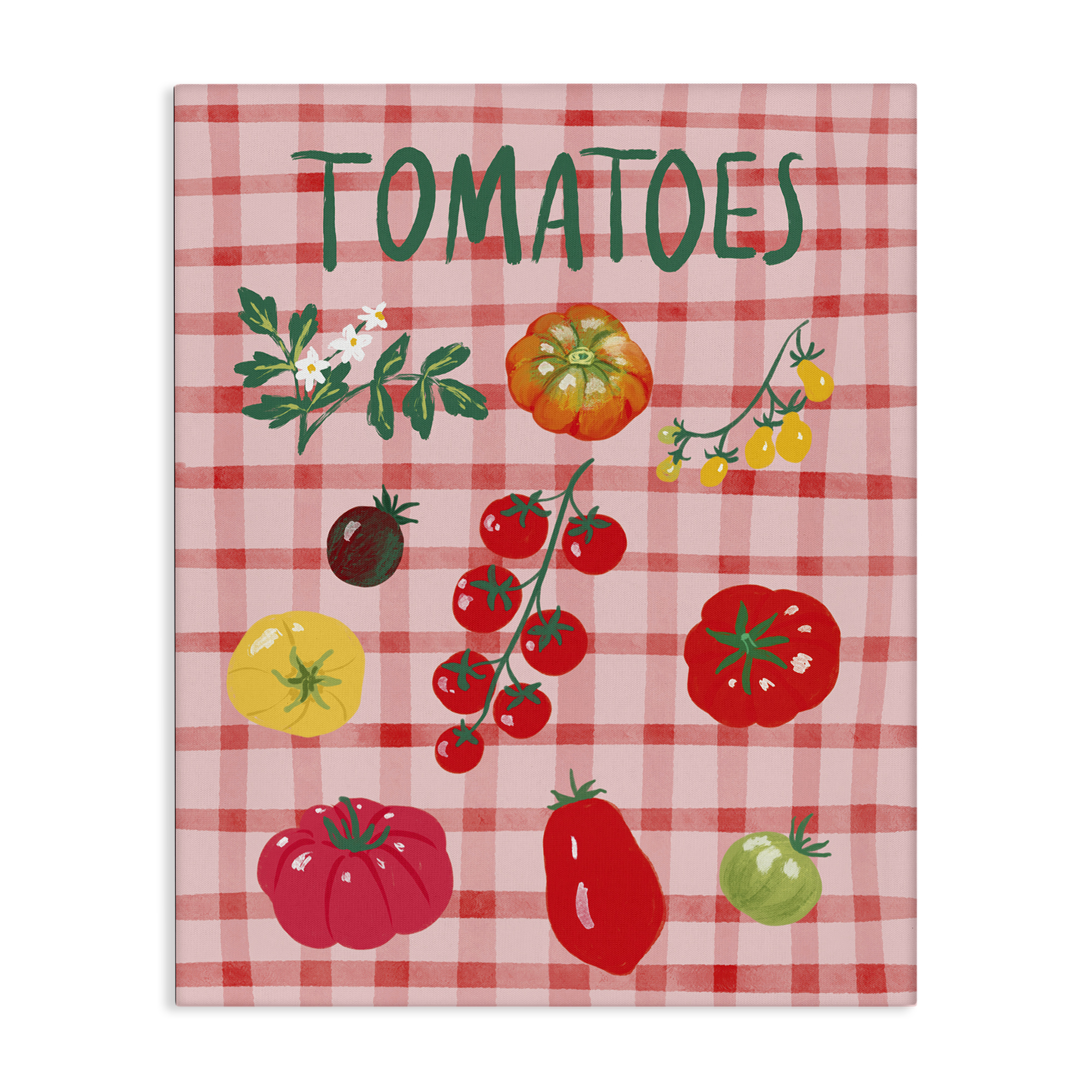 Stupell Industries Various Tomatoes on Plaid Food & Beverage Painting Wrapped Canvas Art Print Wall Art, 16 x 20