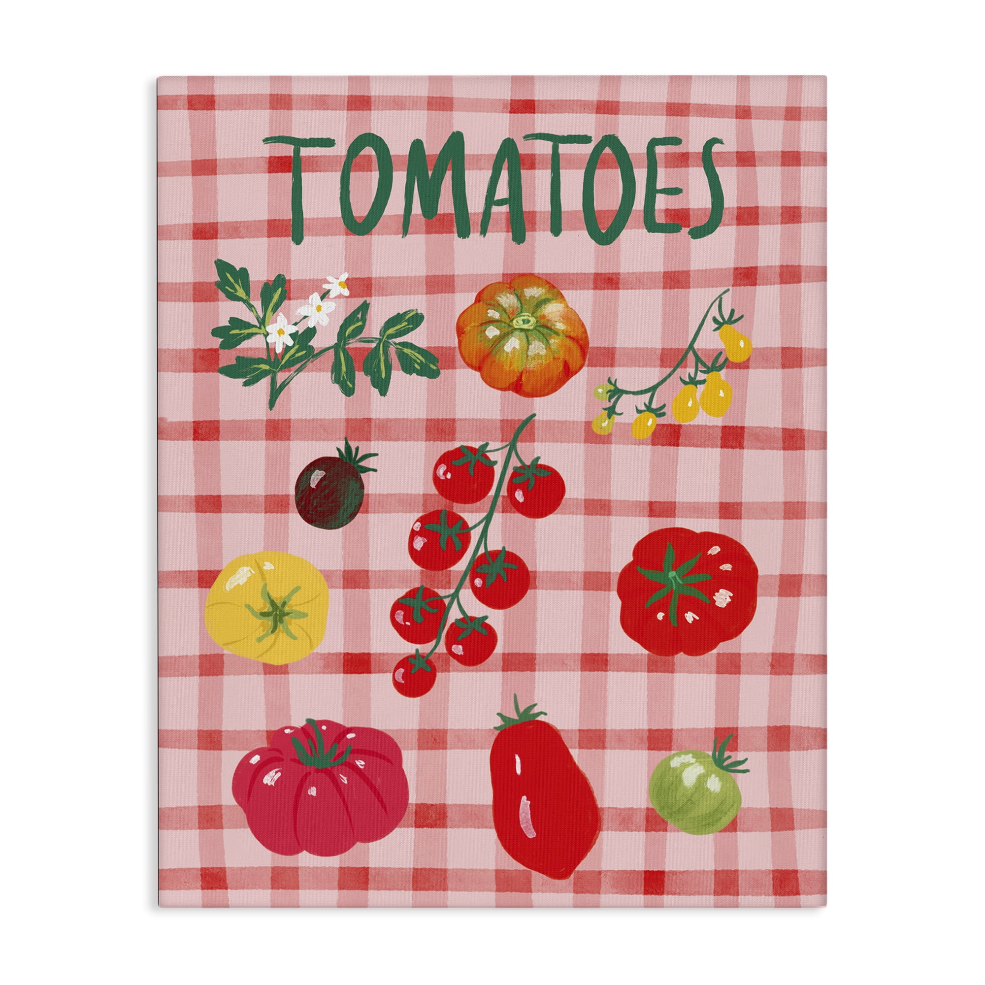 Stupell Industries Various Tomatoes on Plaid Food & Beverage Painting Wrapped Canvas Art Print Wall Art, 30 x 40