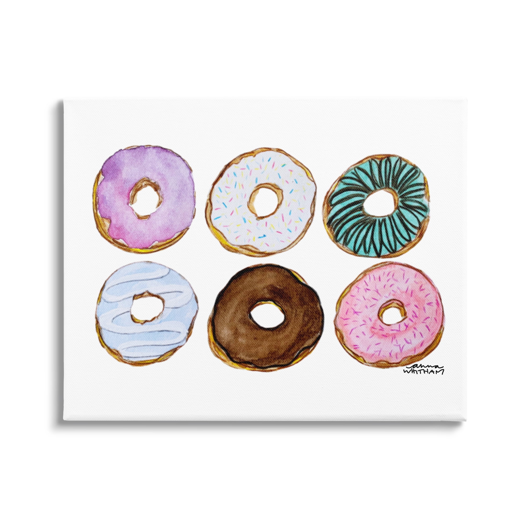 Stupell Industries Various Trendy Frosted Sprinkled Donuts Pastries Dessert Canvas Wall Art, 40 x 30, Design by Angela Nickeas