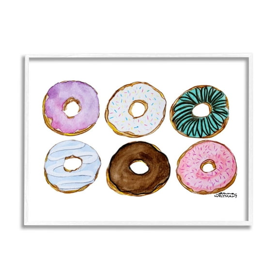 Stupell Industries Various Trendy Frosted Sprinkled Donuts Pastries Dessert Framed Wall Art, 14 x 11, Design by Angela Nickeas