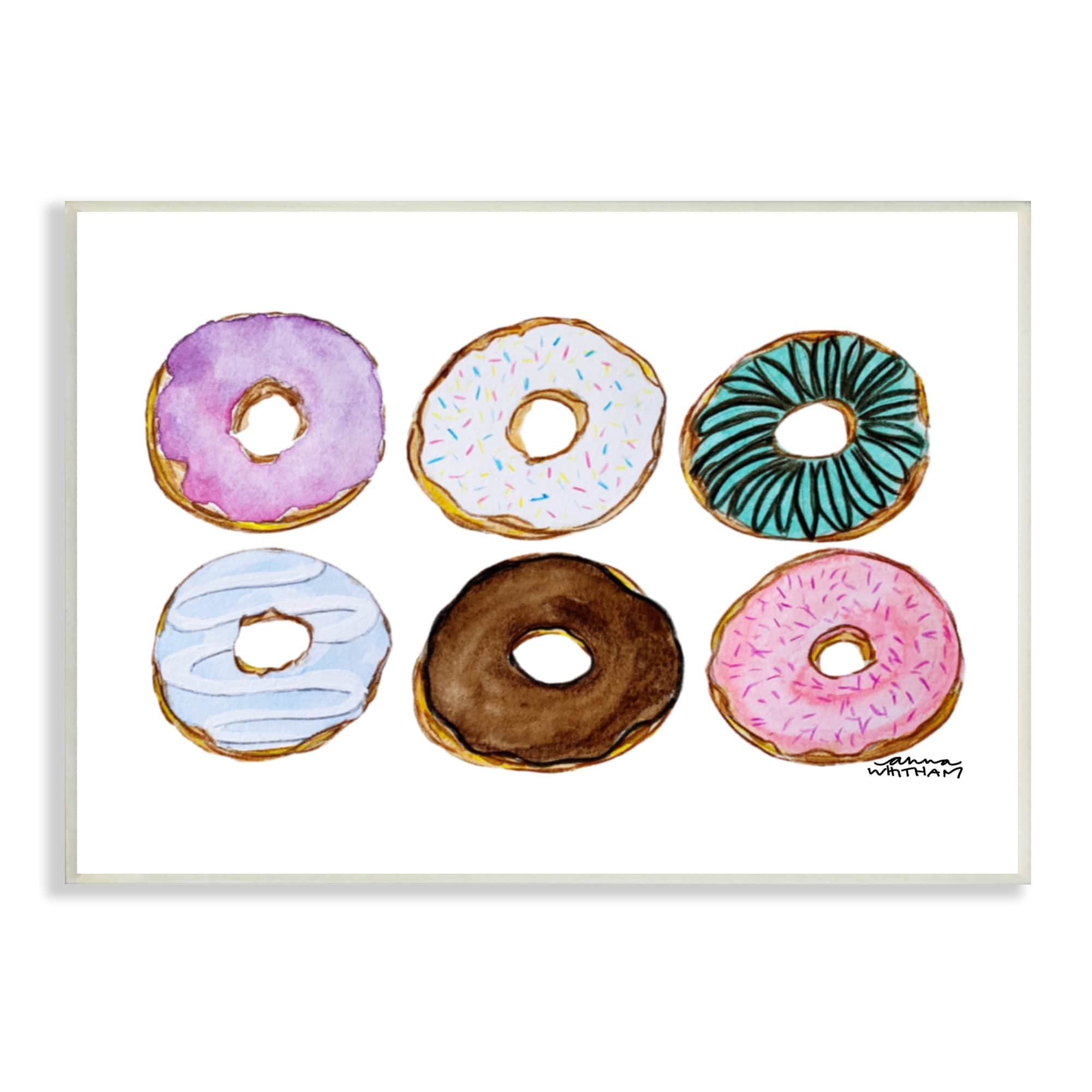 Stupell Industries Various Trendy Frosted Sprinkled Donuts Pastries Dessert Wood Wall Art, 19 x 13, Design by Angela Nickeas