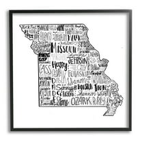 Stupell Industries Various Typography Cities Missouri State Graphic Art Black Framed Art Print Wall Art, Design by The Saturday Evening Post