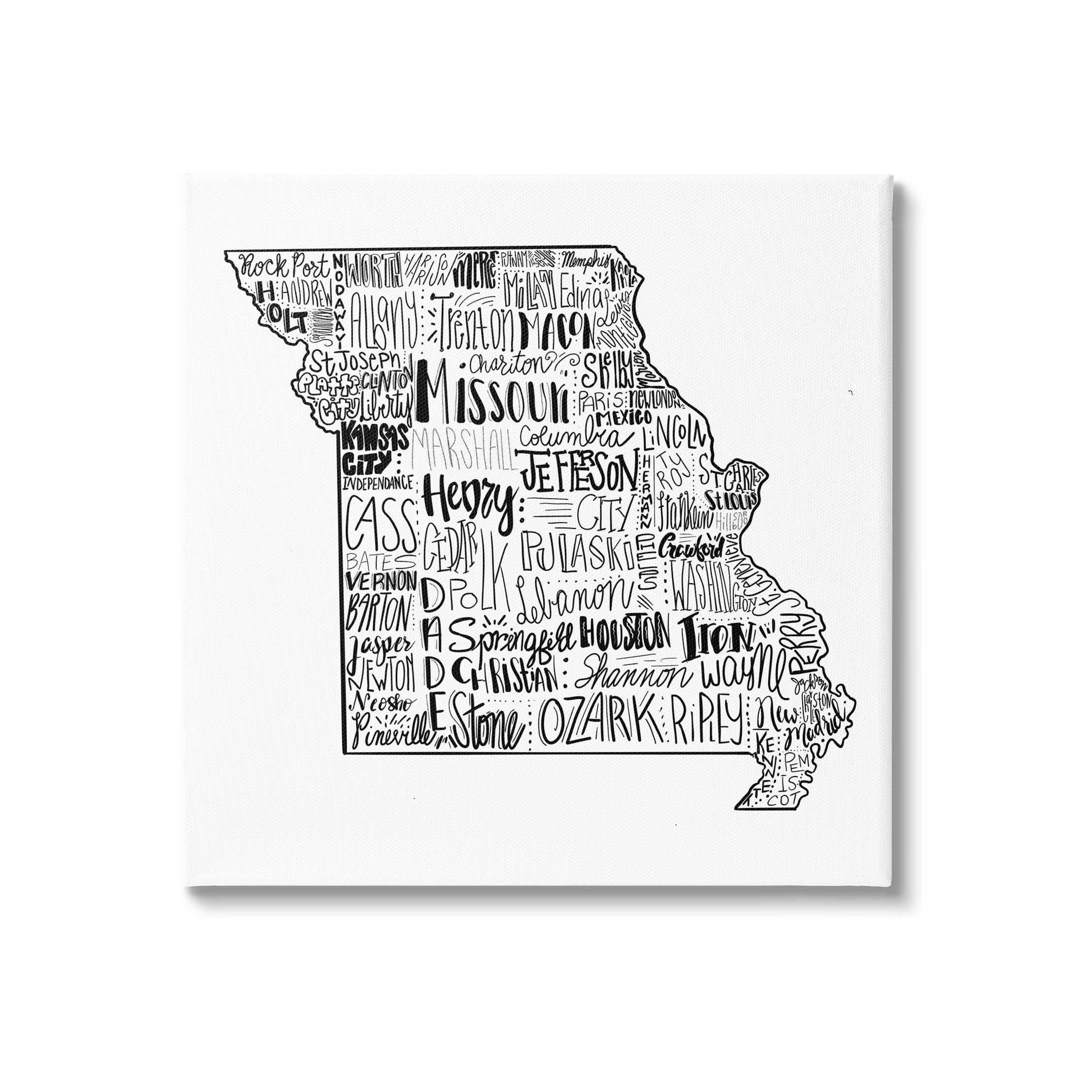 Stupell Industries Various Typography Cities Missouri State Graphic Art Gallery Wrapped Canvas Print Wall Art, Design by The Saturday Evening Post