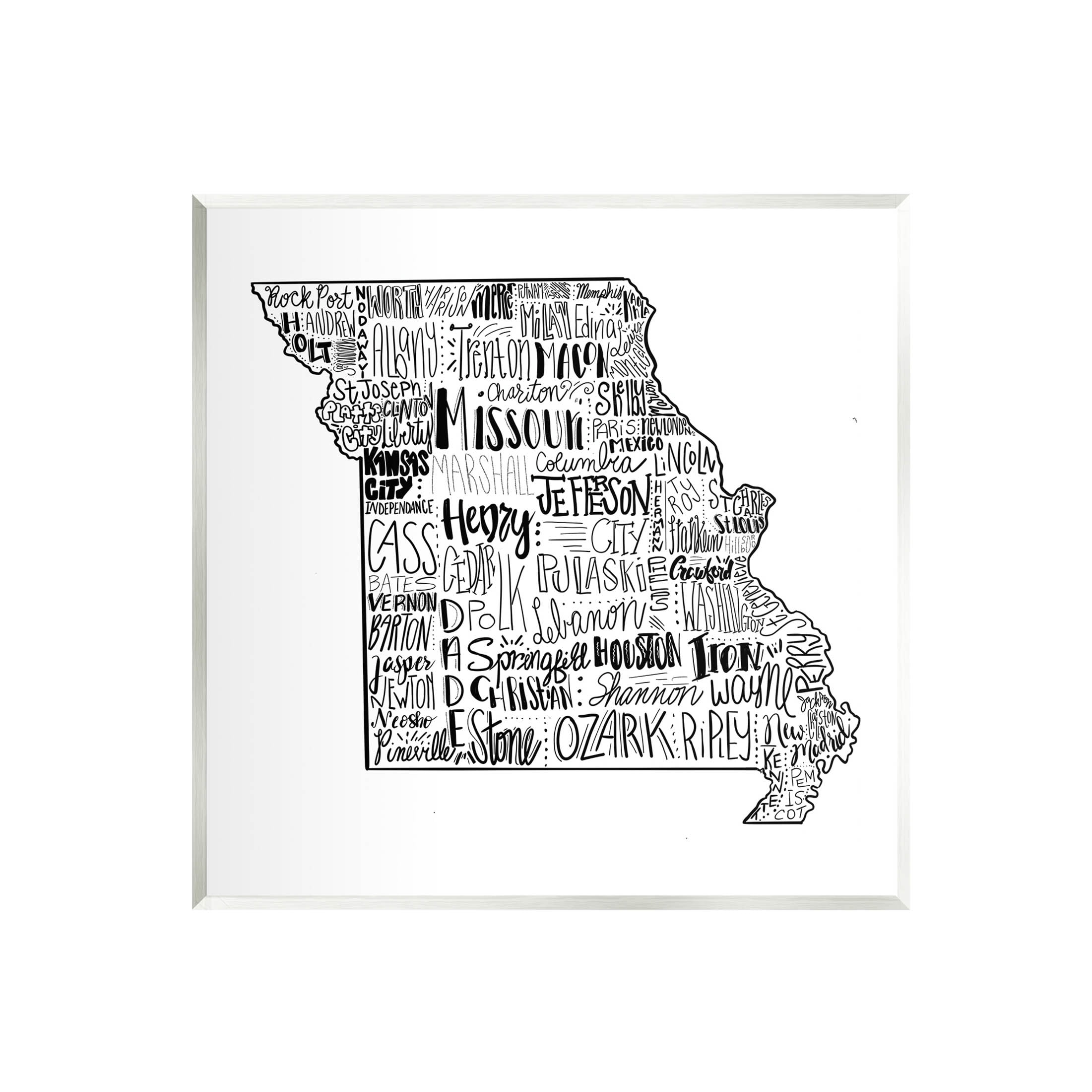 Stupell Industries Various Typography Cities Missouri State Graphic Art Unframed Art Print Wall Art, Design by The Saturday Evening Post
