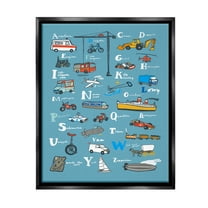Stupell Industries Various Vehicles Alphabet Transportation Painting Black Floater Framed Canvas Art Print Wall Art, 17 x 21