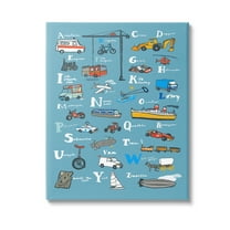 Stupell Industries Various Vehicles Alphabet Transportation Painting Gallery Wrapped Canvas Art Print Wall Art, 16 x 20