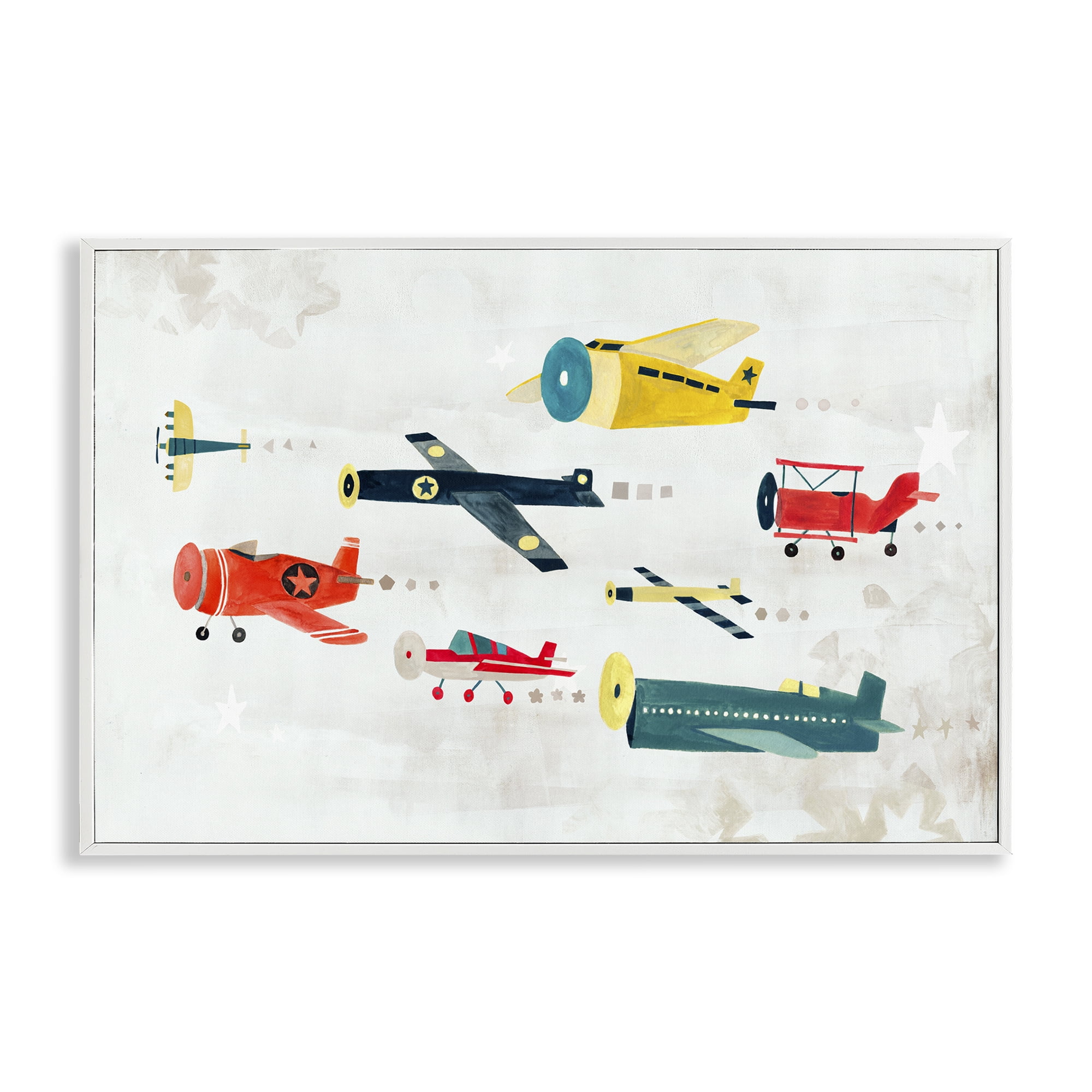 Stupell Industries Various Vintage Airplanes Transportation Painting White Framed Art Print Wall Art, 30 x 20