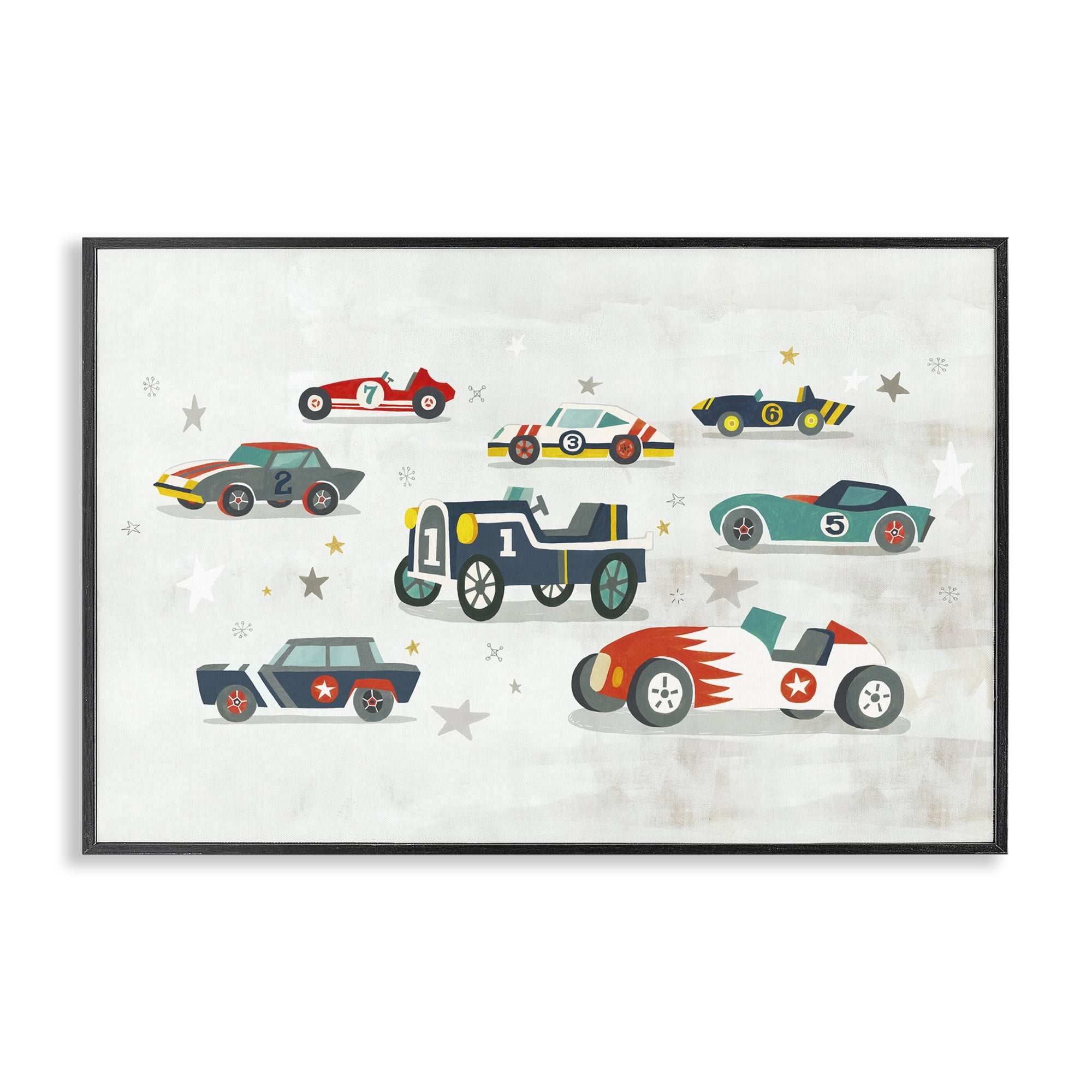 Stupell Industries Various Vintage Race Cars Transportation Painting Black Framed Art Print Wall Art, 18 x 12
