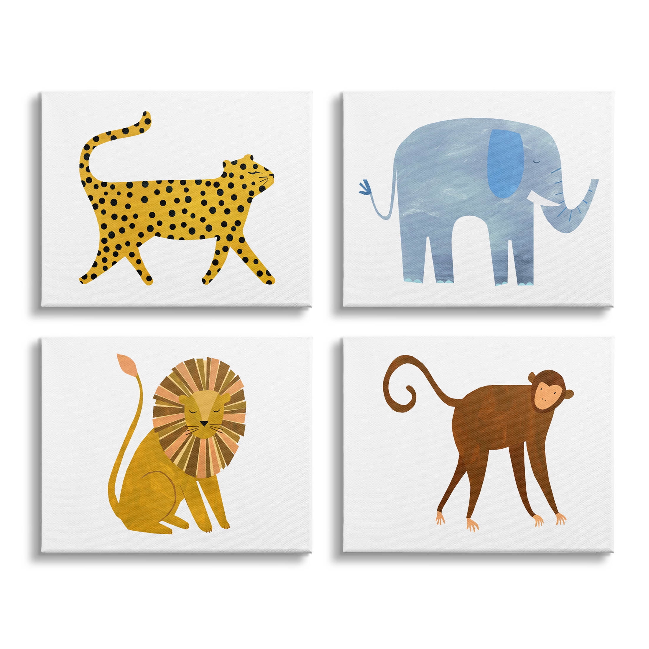 Whimsical Wildlife Animals Canvas Art Set in Multicolor