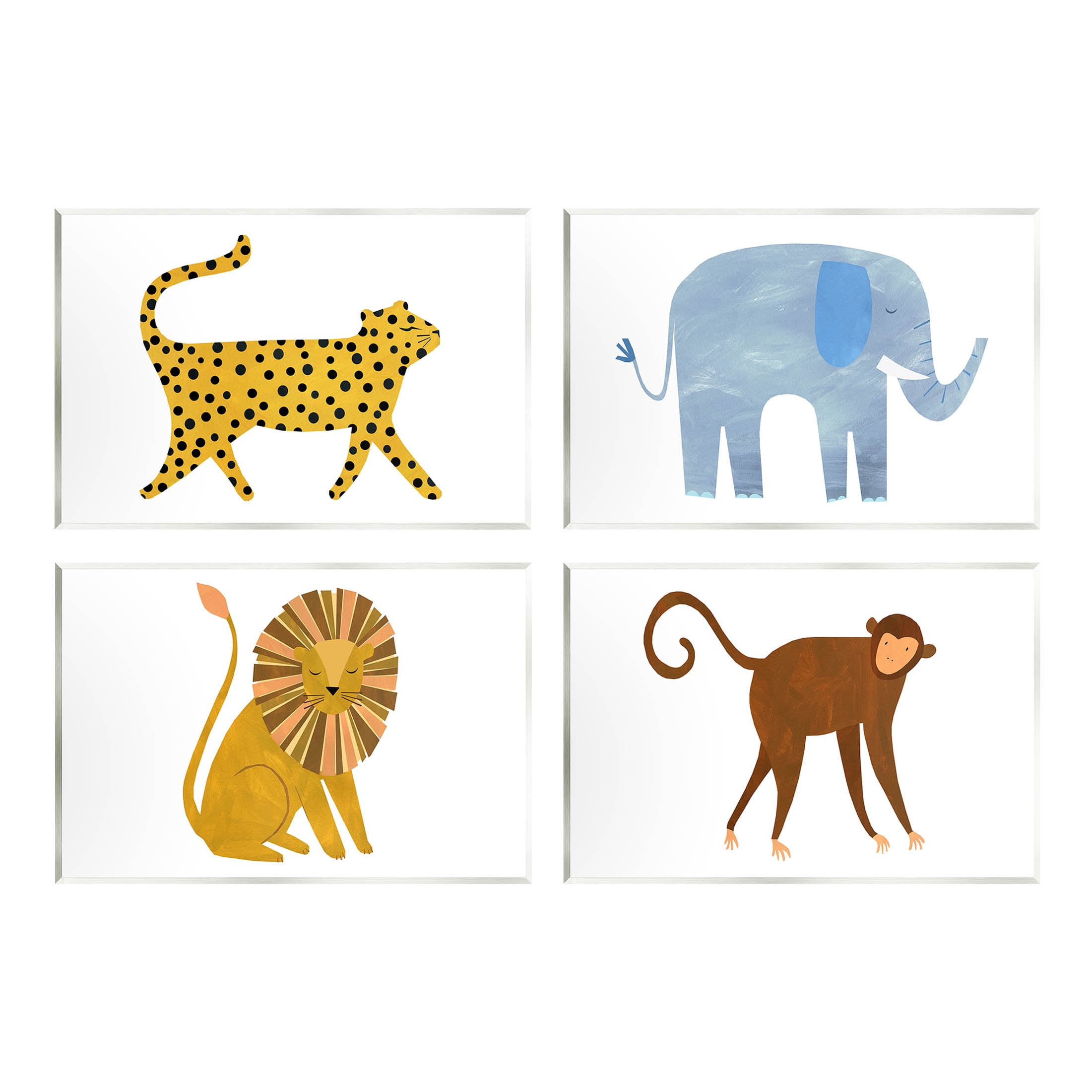 Stupell Industries Various Whimsical Wildlife Animals Graphic Art Unframed Art Print Wall Art, Set of 4, Design by Emily Kopcik