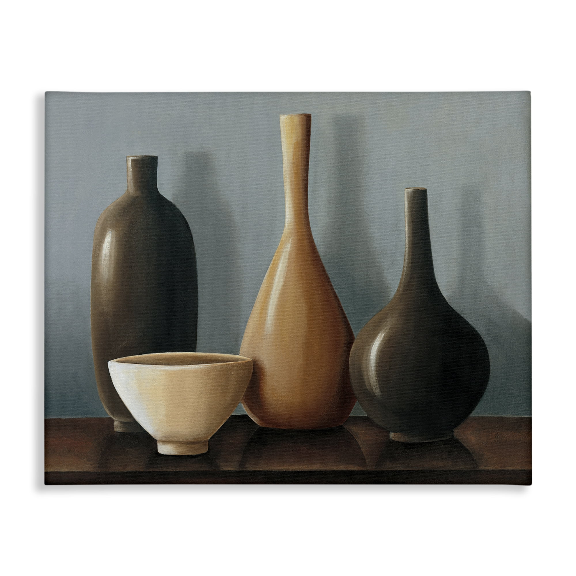 Stupell Industries Varried Pottery Still Life Furniture Painting Wrapped Canvas Art Print Wall Art, 40 x 30