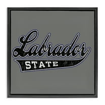 Stupell Industries Varsity Labrador State College Novelty & Humor Painting Black Floater Framed Canvas Art Print Wall Art, 18 x 18