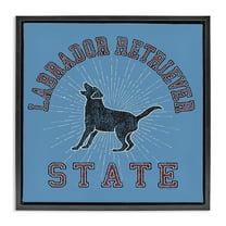 Stupell Industries Varsity Labrador State Novelty & Humor Painting Black Floater Framed Canvas Art Print Wall Art, 18 x 18