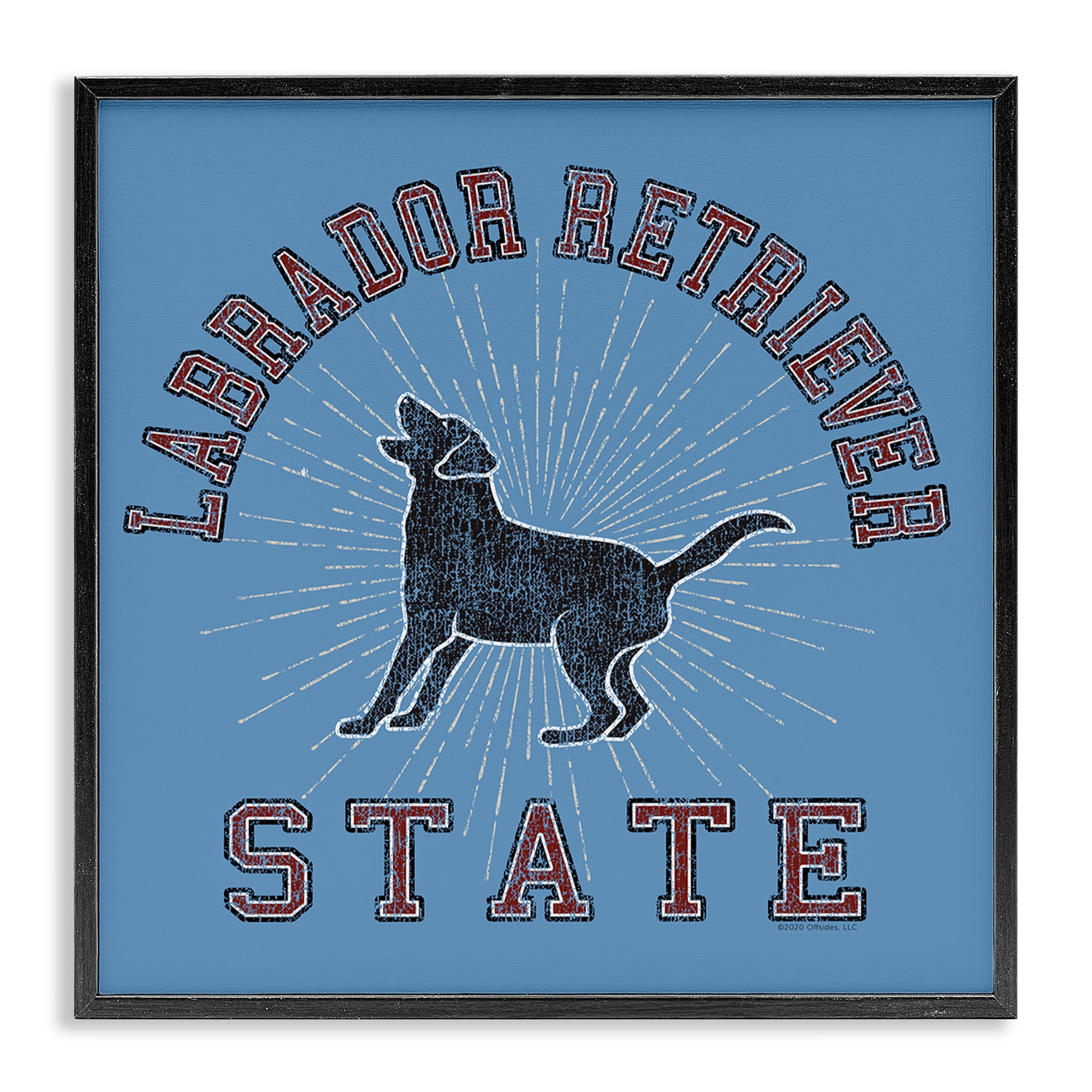 Stupell Industries Varsity Labrador State Novelty & Humor Painting Black Framed Art Print Wall Art, 17 x 17