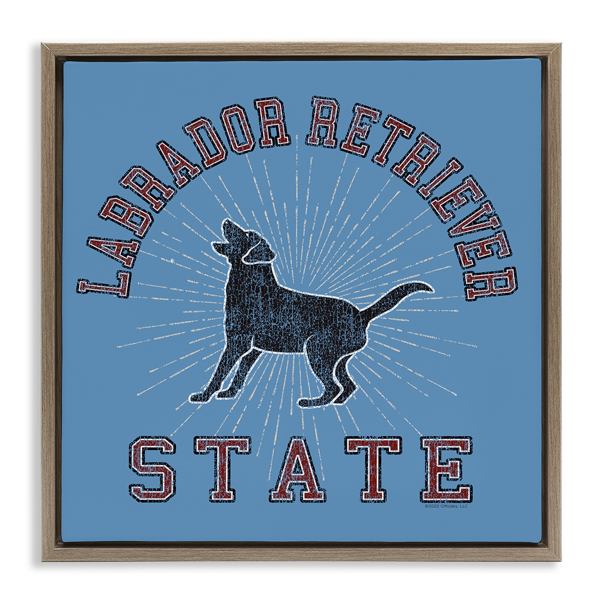 Stupell Industries Varsity Labrador State Novelty & Humor Painting Brown Floater Framed Canvas Art Print Wall Art, 18 x 18