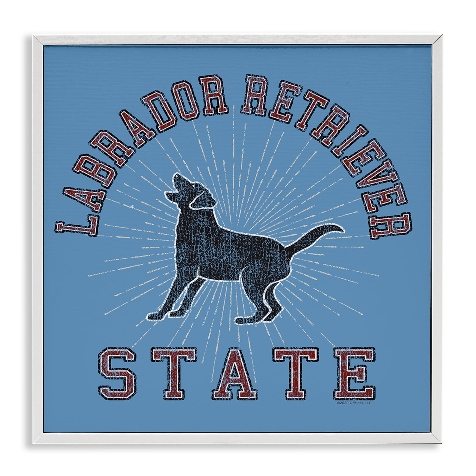 Stupell Industries Varsity Labrador State Novelty & Humor Painting White Framed Art Print Wall Art, 17 x 17