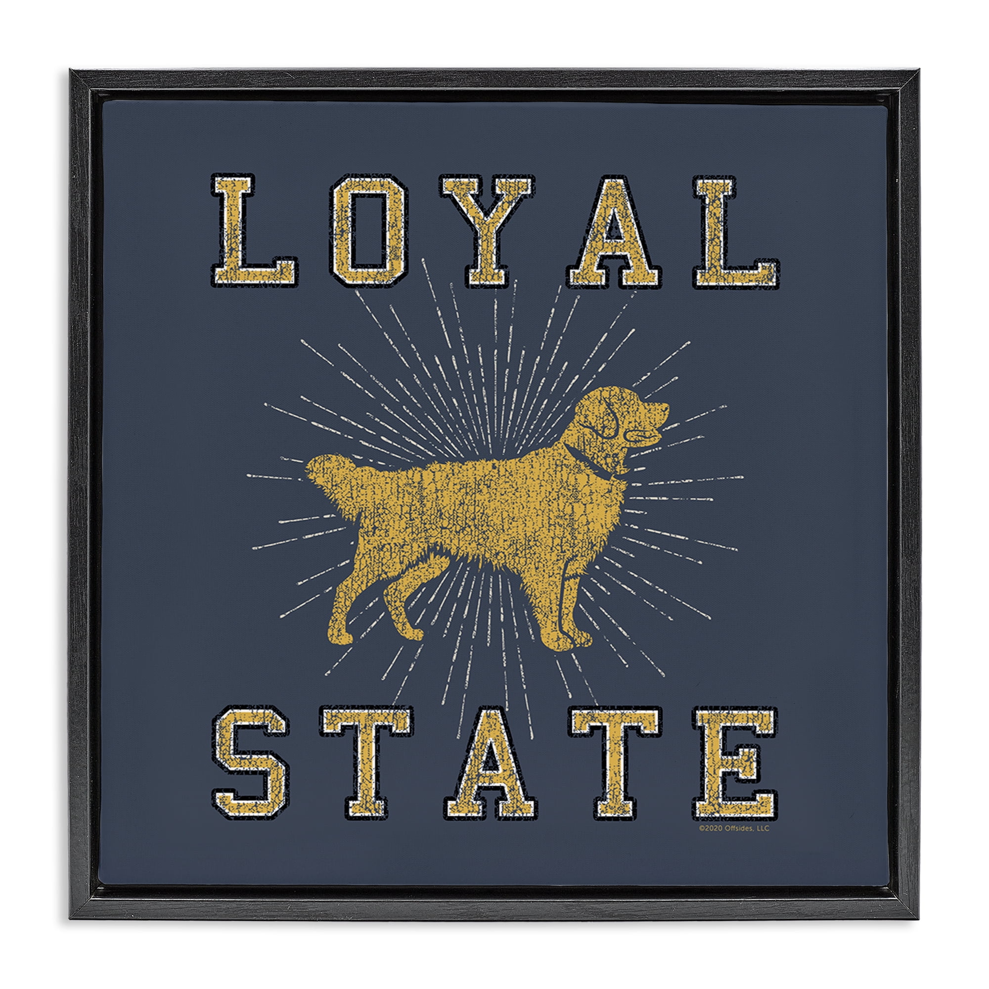Stupell Industries Varsity Loyal State Novelty & Humor Painting Black Floater Framed Canvas Art Print Wall Art, 18 x 18