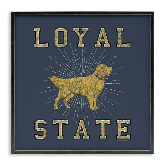 Stupell Industries Varsity Loyal State Novelty & Humor Painting Black Framed Art Print Wall Art, 12 x 12