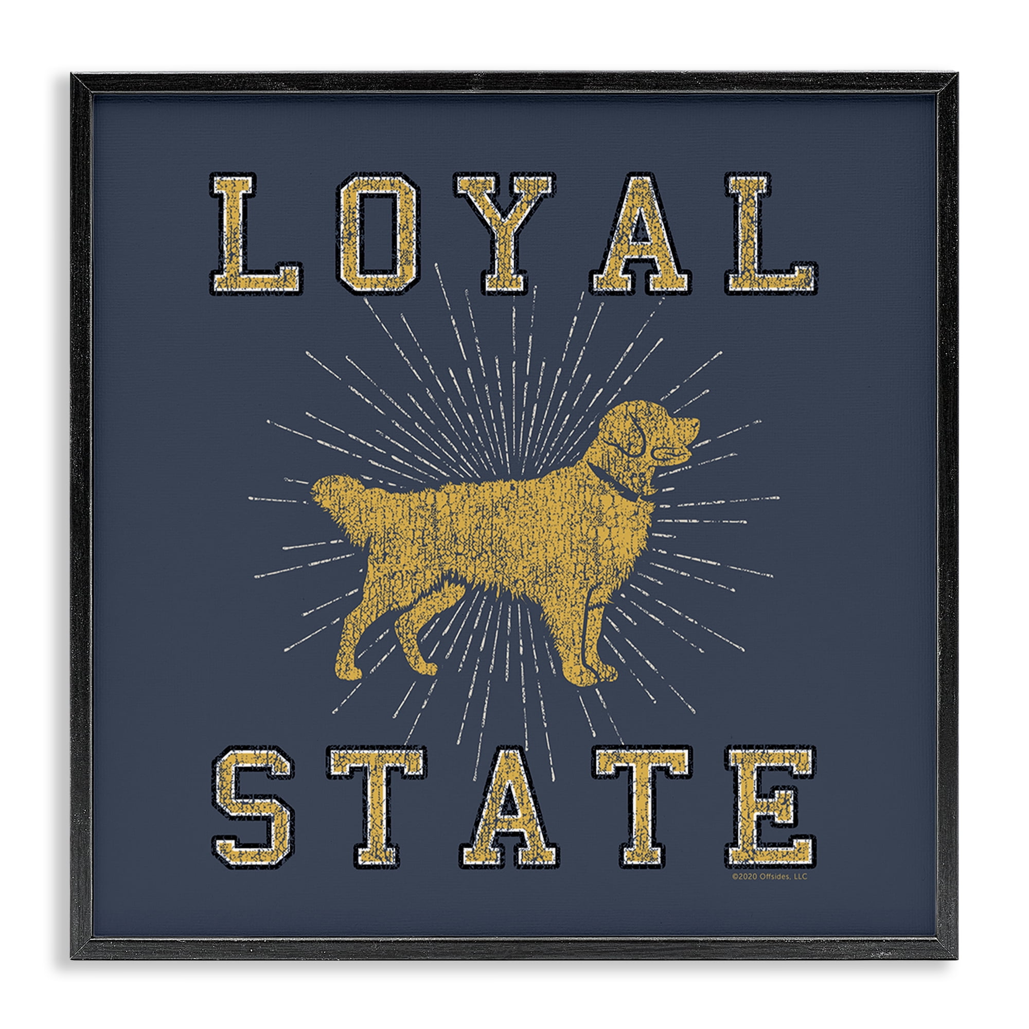 Stupell Industries Varsity Loyal State Novelty & Humor Painting Black Framed Art Print Wall Art, 24 x 24