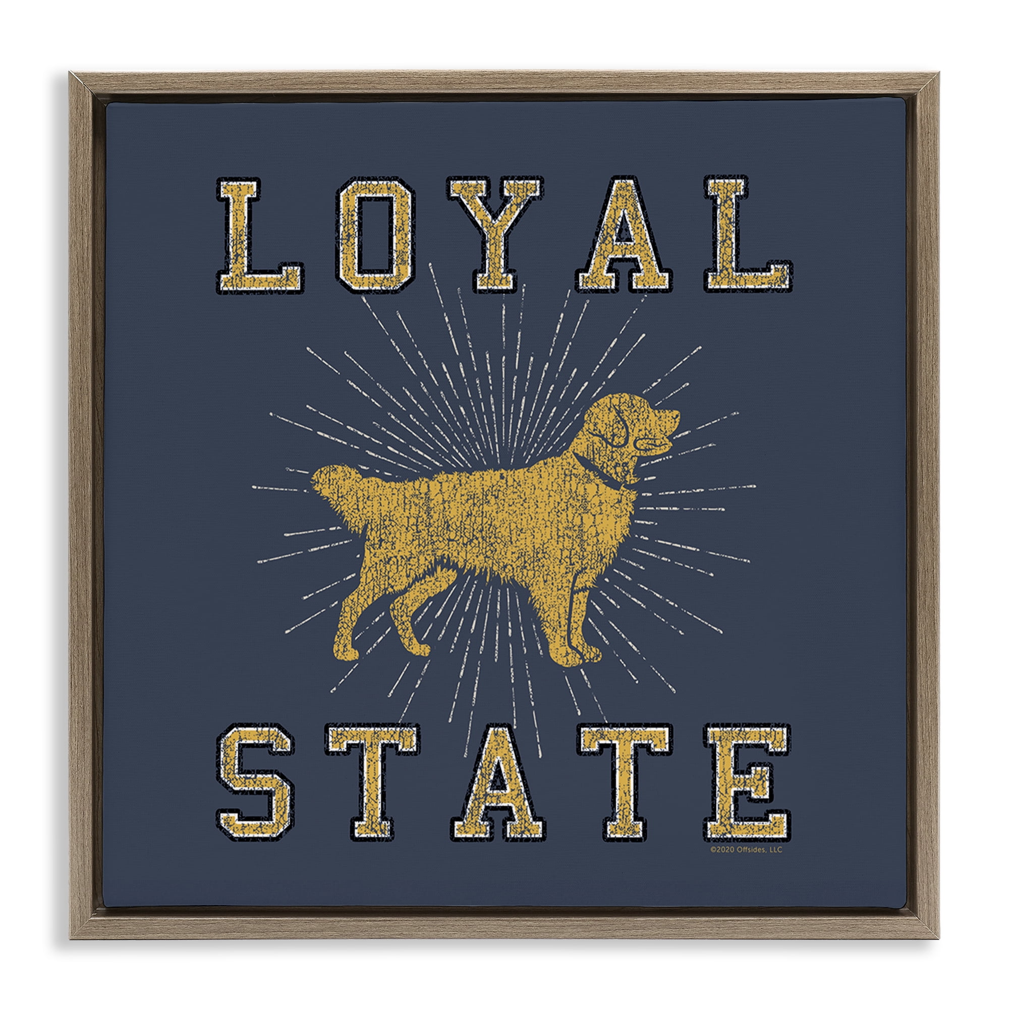 Stupell Industries Varsity Loyal State Novelty & Humor Painting Brown Floater Framed Canvas Art Print Wall Art, 25 x 25