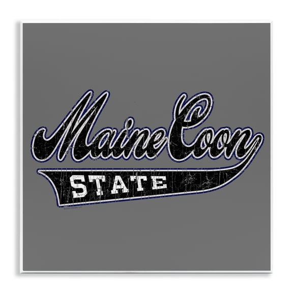 Stupell Industries Varsity Maine Coon State Novelty & Humor Painting Unframed Art Print Wall Art, 12 x 12