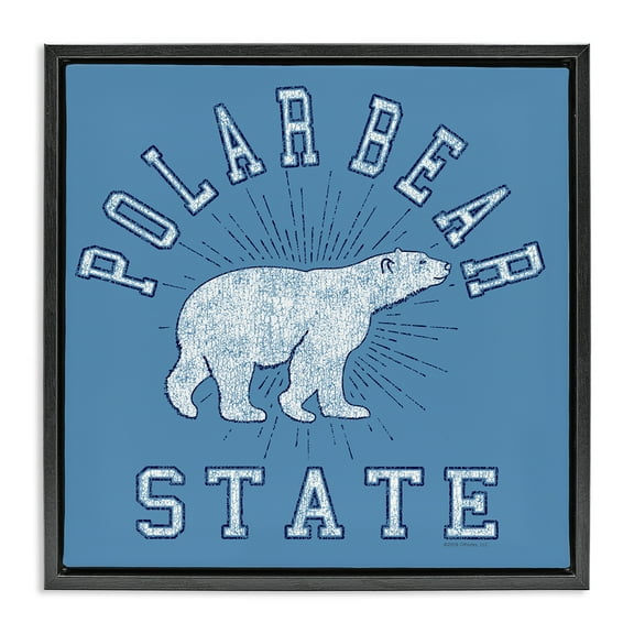 Stupell Industries Varsity Polar Bear State Animals Painting Black Floater Framed Canvas Art Print Wall Art, 18 x 18
