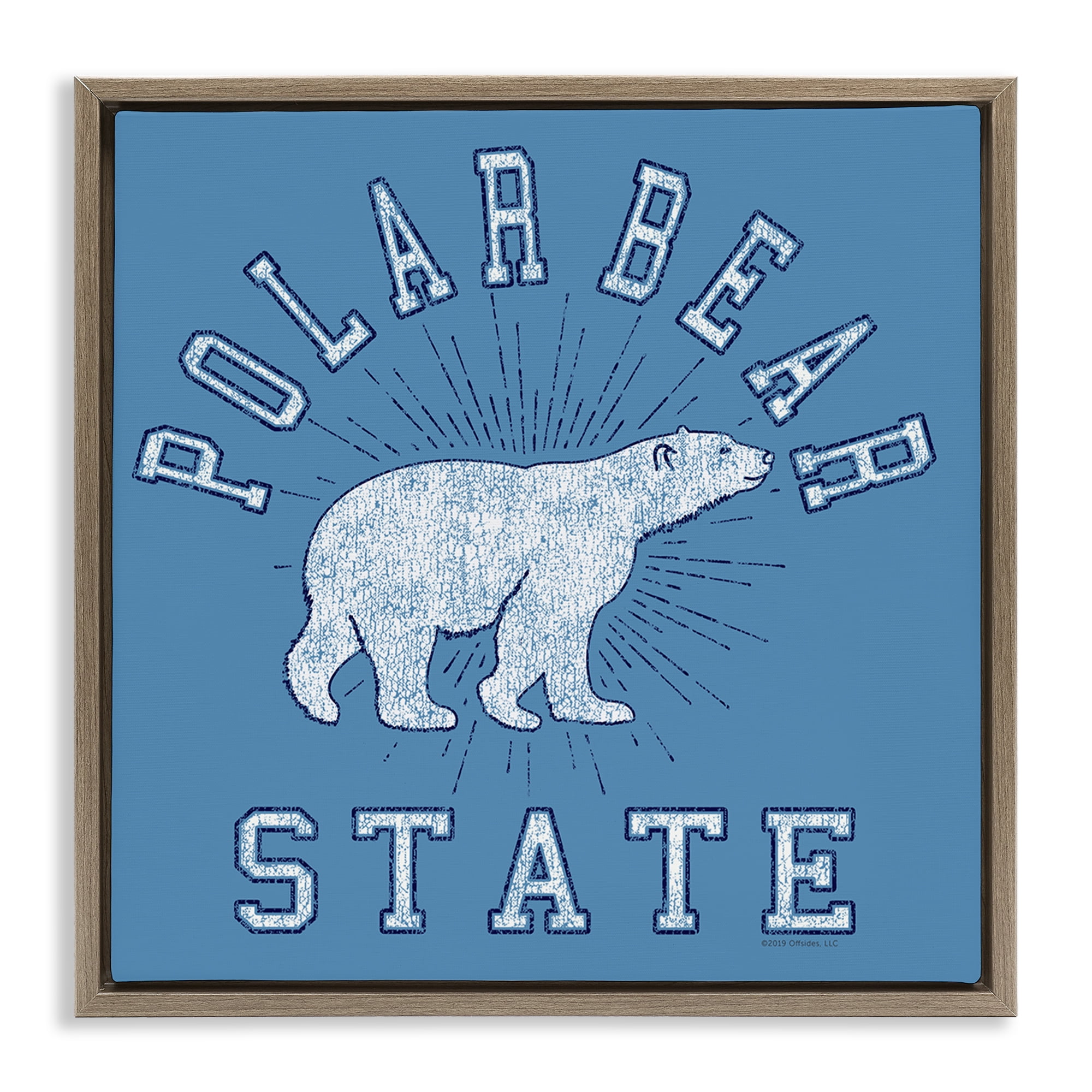 Stupell Industries Varsity Polar Bear State Animals Painting Brown Floater Framed Canvas Art Print Wall Art, 18 x 18