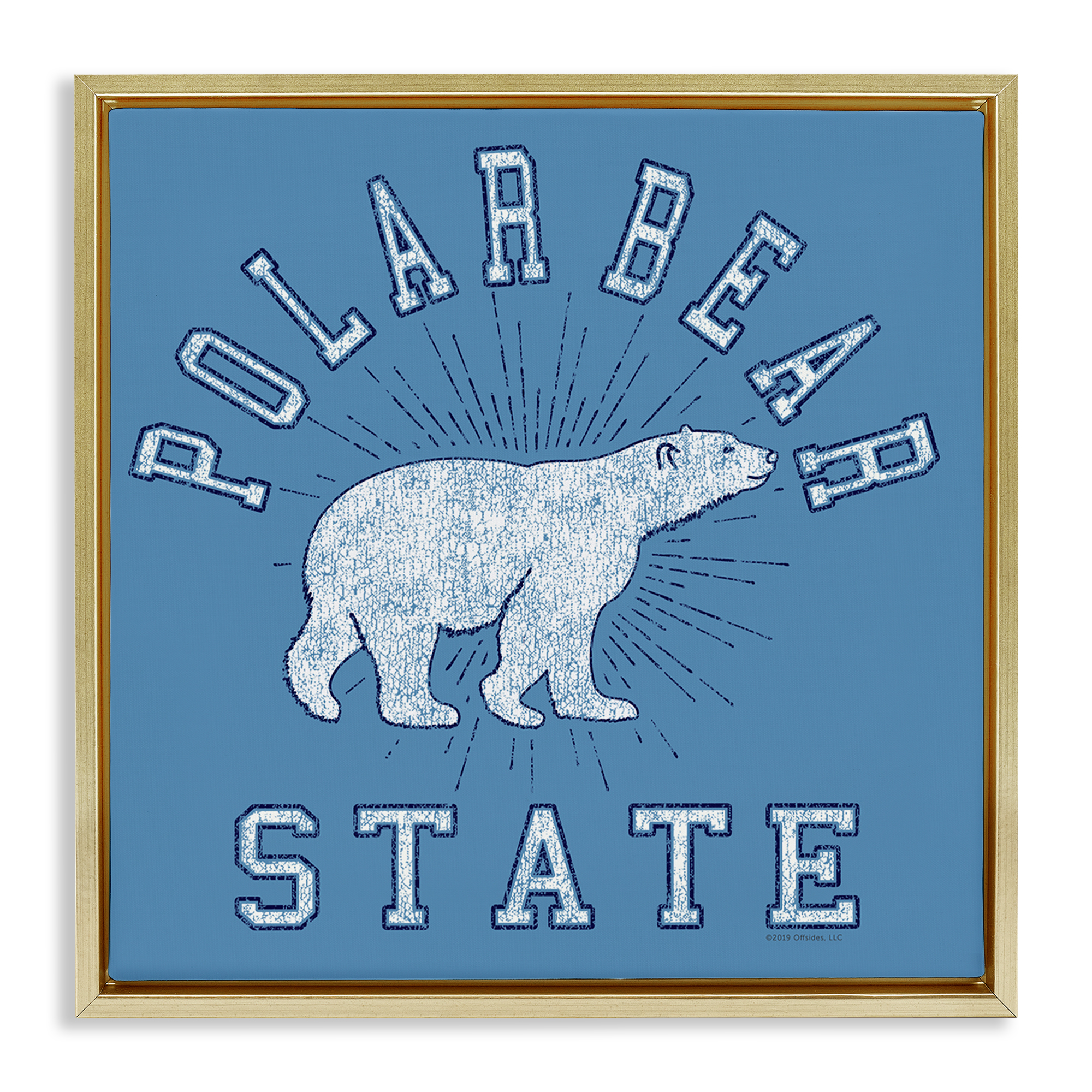Stupell Industries Varsity Polar Bear State Animals Painting Gold Floater Framed Canvas Art Print Wall Art, 25 x 25