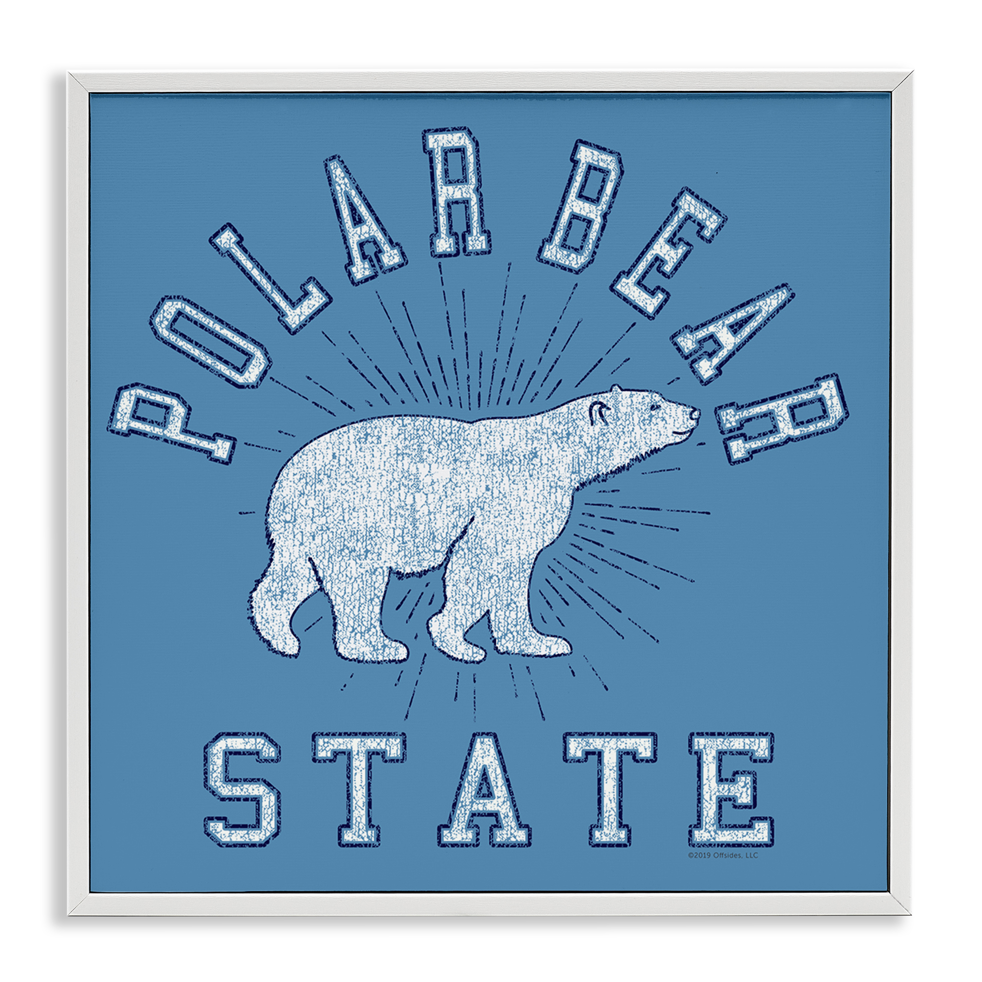 Stupell Industries Varsity Polar Bear State Animals Painting White Framed Art Print Wall Art, 24 x 24