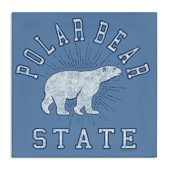 Stupell Industries Varsity Polar Bear State Animals Painting Wrapped Canvas Art Print Wall Art, 17 x 17