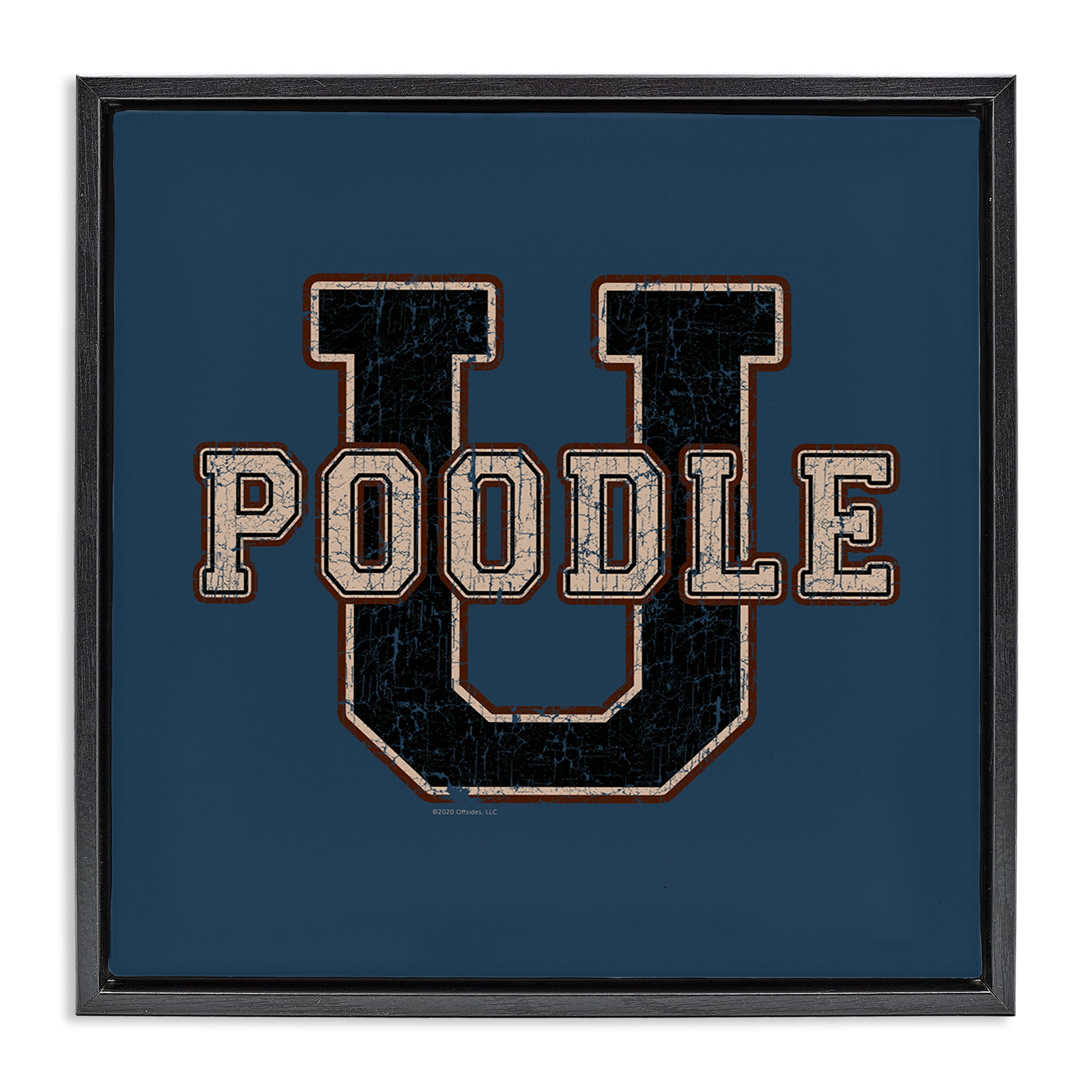 Stupell Industries Varsity Poodle U Novelty & Humor Painting Black Floater Framed Canvas Art Print Wall Art, 25 x 25
