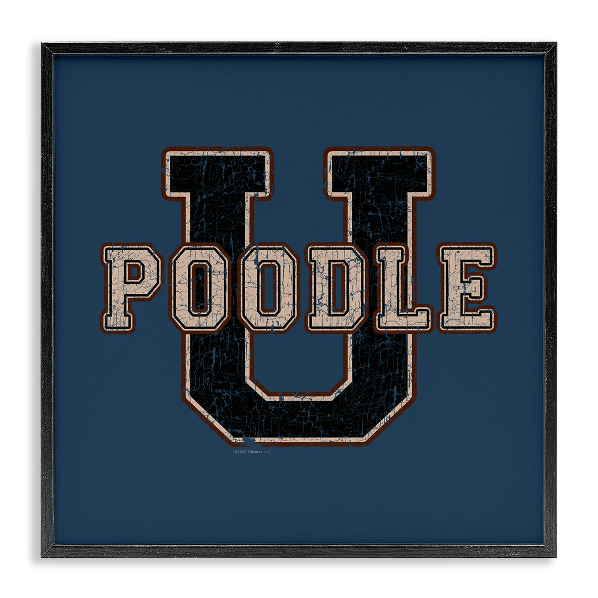 Stupell Industries Varsity Poodle U Novelty & Humor Painting Black Framed Art Print Wall Art, 17 x 17