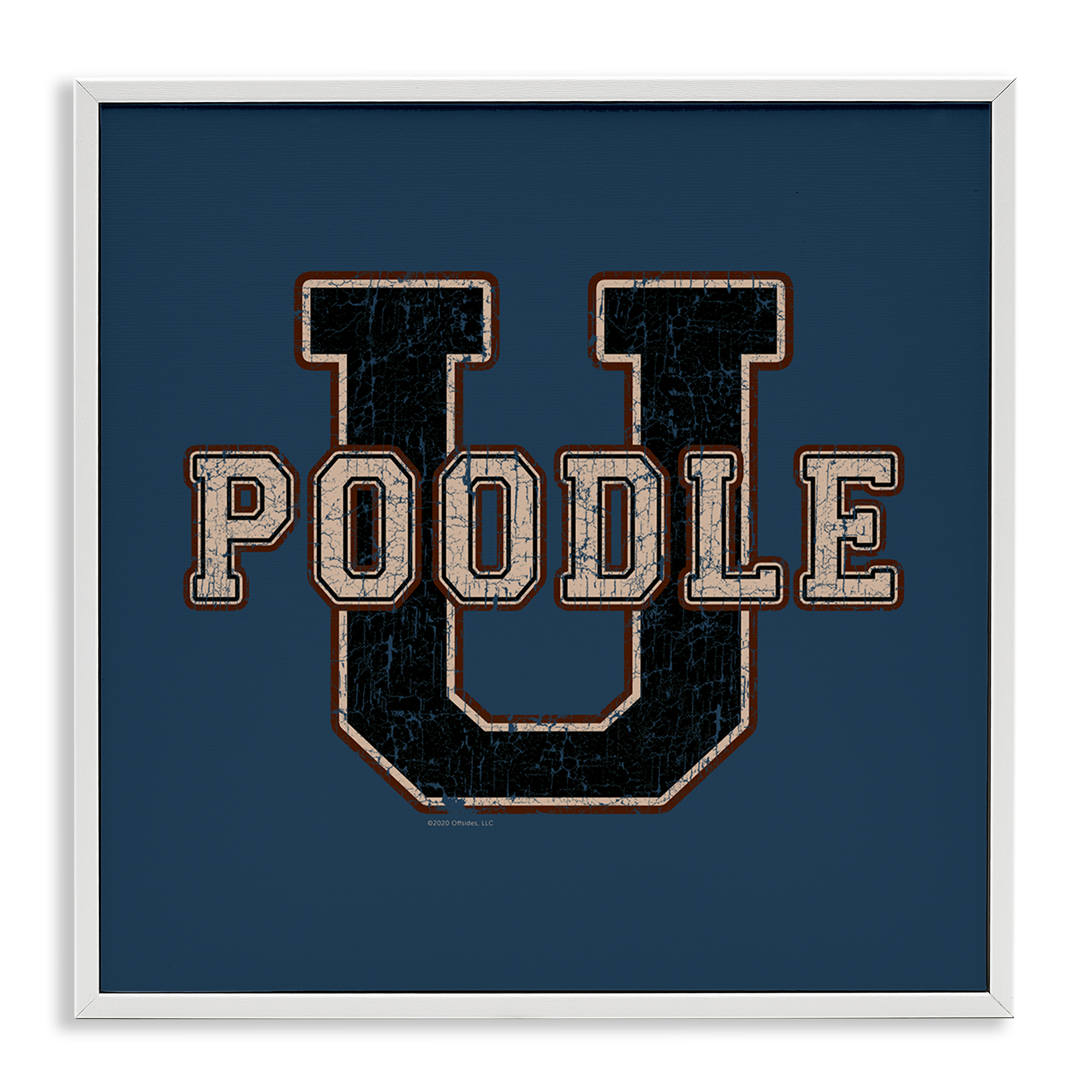 Stupell Industries Varsity Poodle U Novelty & Humor Painting White Framed Art Print Wall Art, 17 x 17