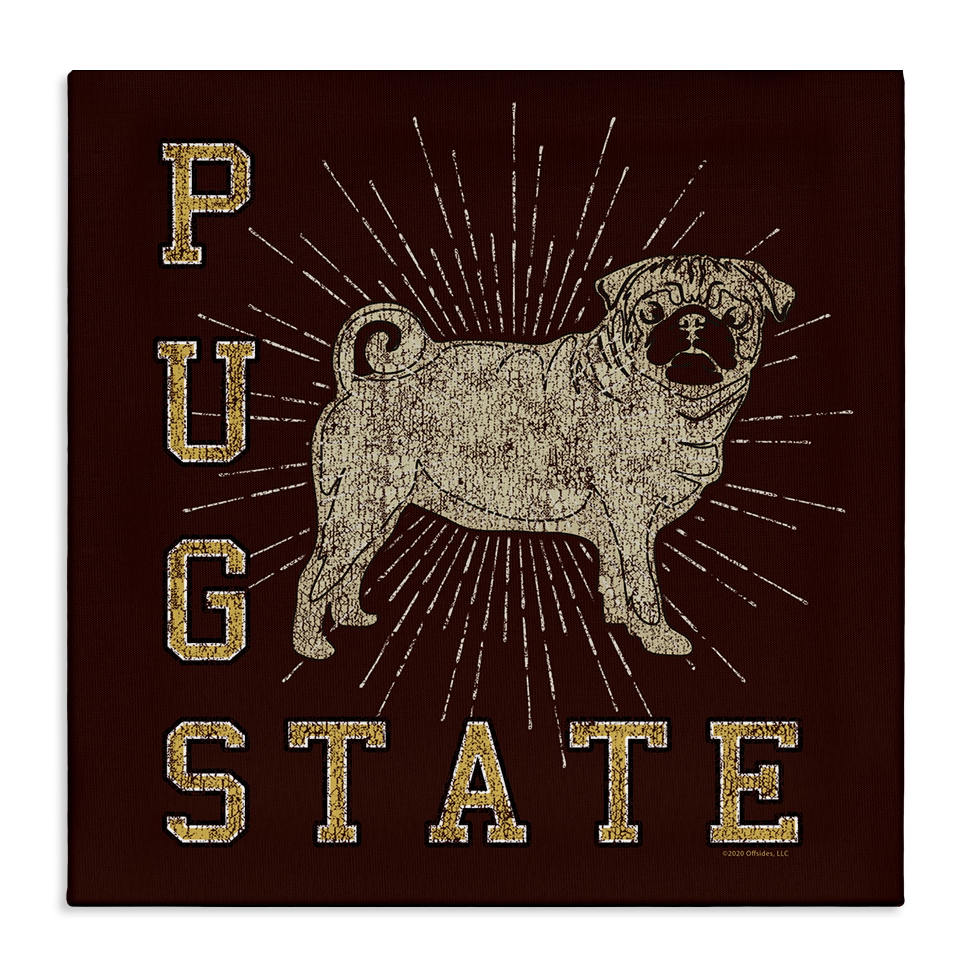 Stupell Industries Varsity Pug State Novelty & Humor Painting Wrapped Canvas Art Print Wall Art, 30 x 30