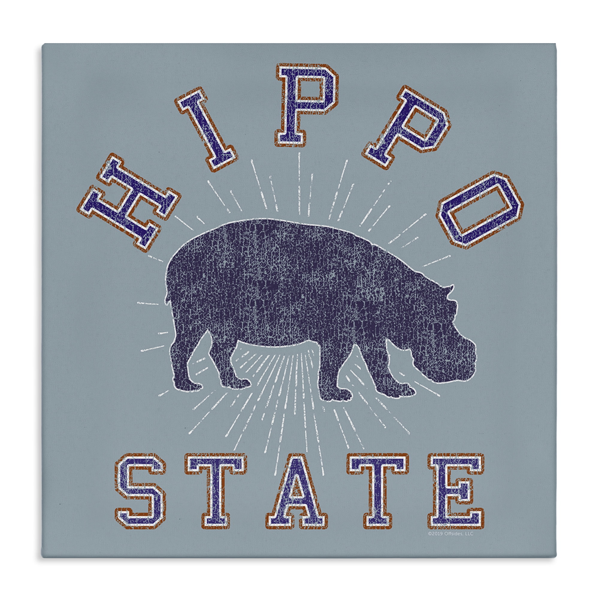 Stupell Industries Varsity Style Hippo State Novelty & Humor Painting Wrapped Canvas Art Print Wall Art, 24 x 24