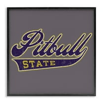 Stupell Industries Varsity Style Pitbull State Novelty & Humor Painting Black Framed Art Print Wall Art, 12 x 12