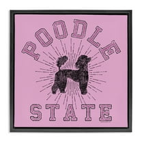 Stupell Industries Varsity Style Poodle State Novelty & Humor Painting Black Floater Framed Canvas Art Print Wall Art, 18 x 18