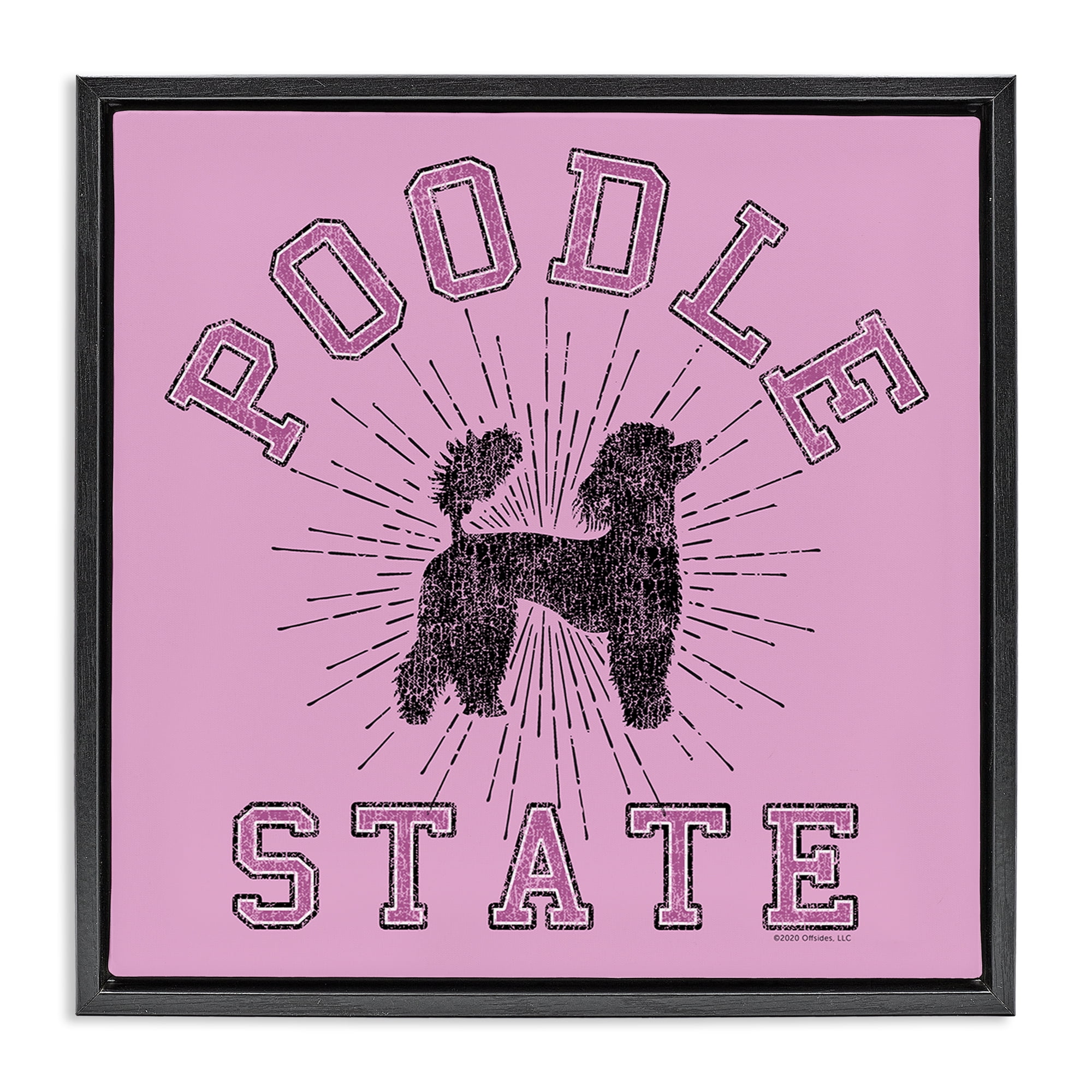 Stupell Industries Varsity Style Poodle State Novelty & Humor Painting Black Floater Framed Canvas Art Print Wall Art, 25 x 25
