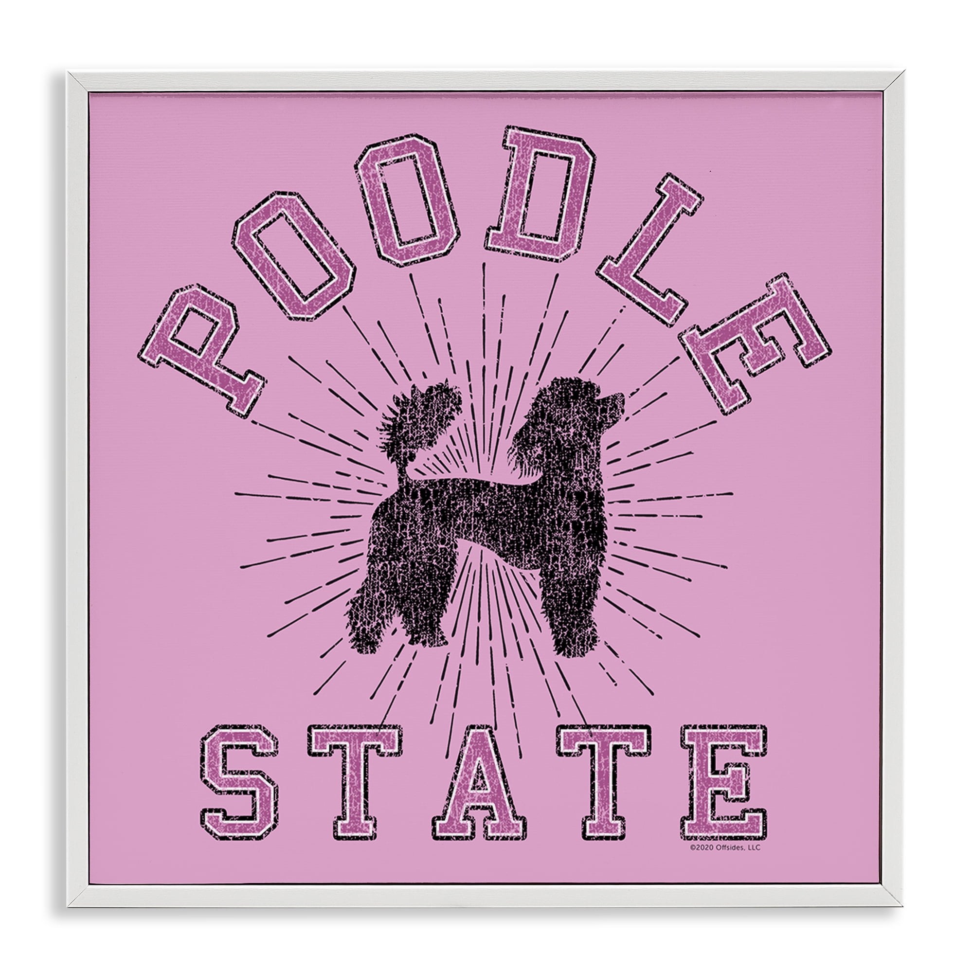 Stupell Industries Varsity Style Poodle State Novelty & Humor Painting White Framed Art Print Wall Art, 12 x 12