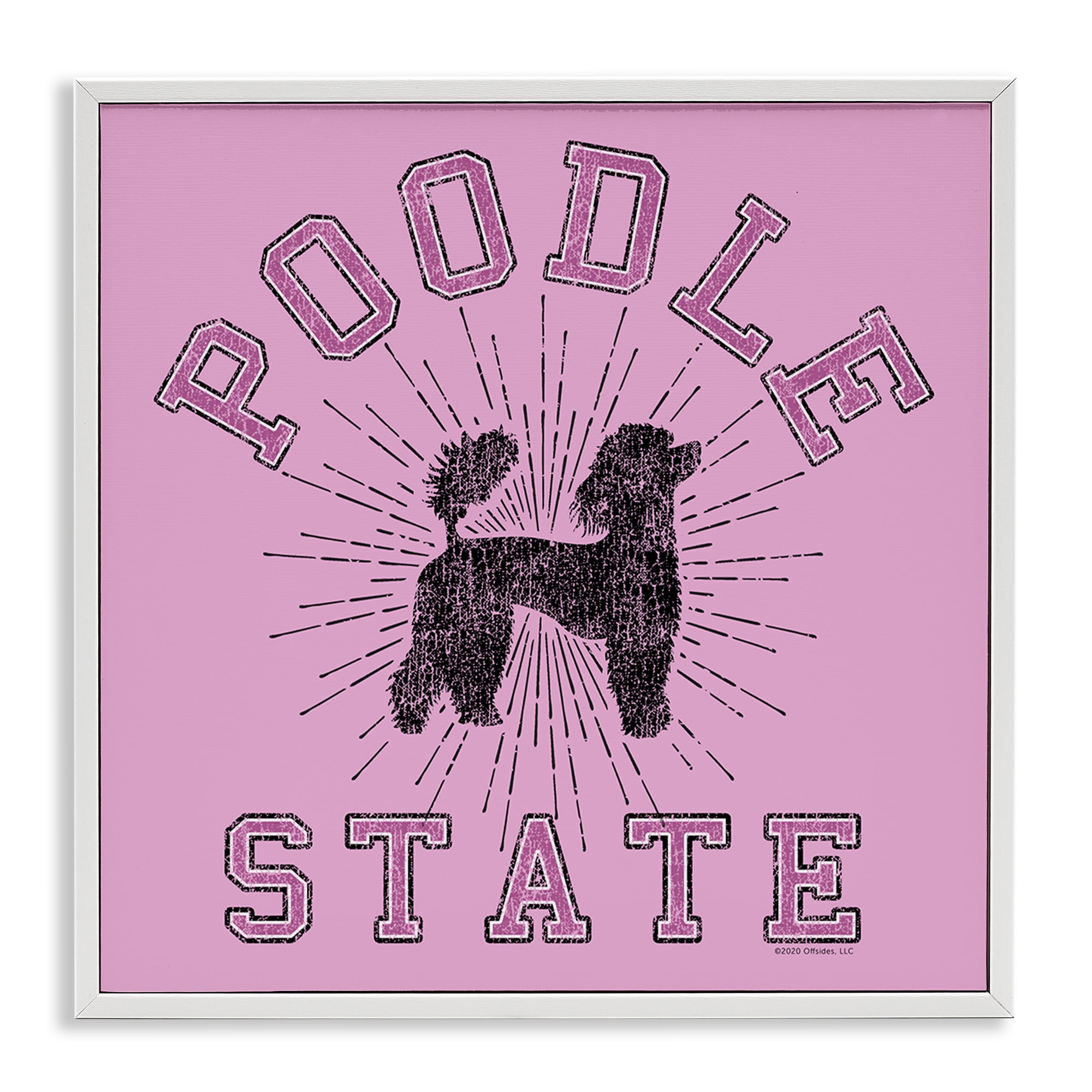 Stupell Industries Varsity Style Poodle State Novelty & Humor Painting White Framed Art Print Wall Art, 17 x 17