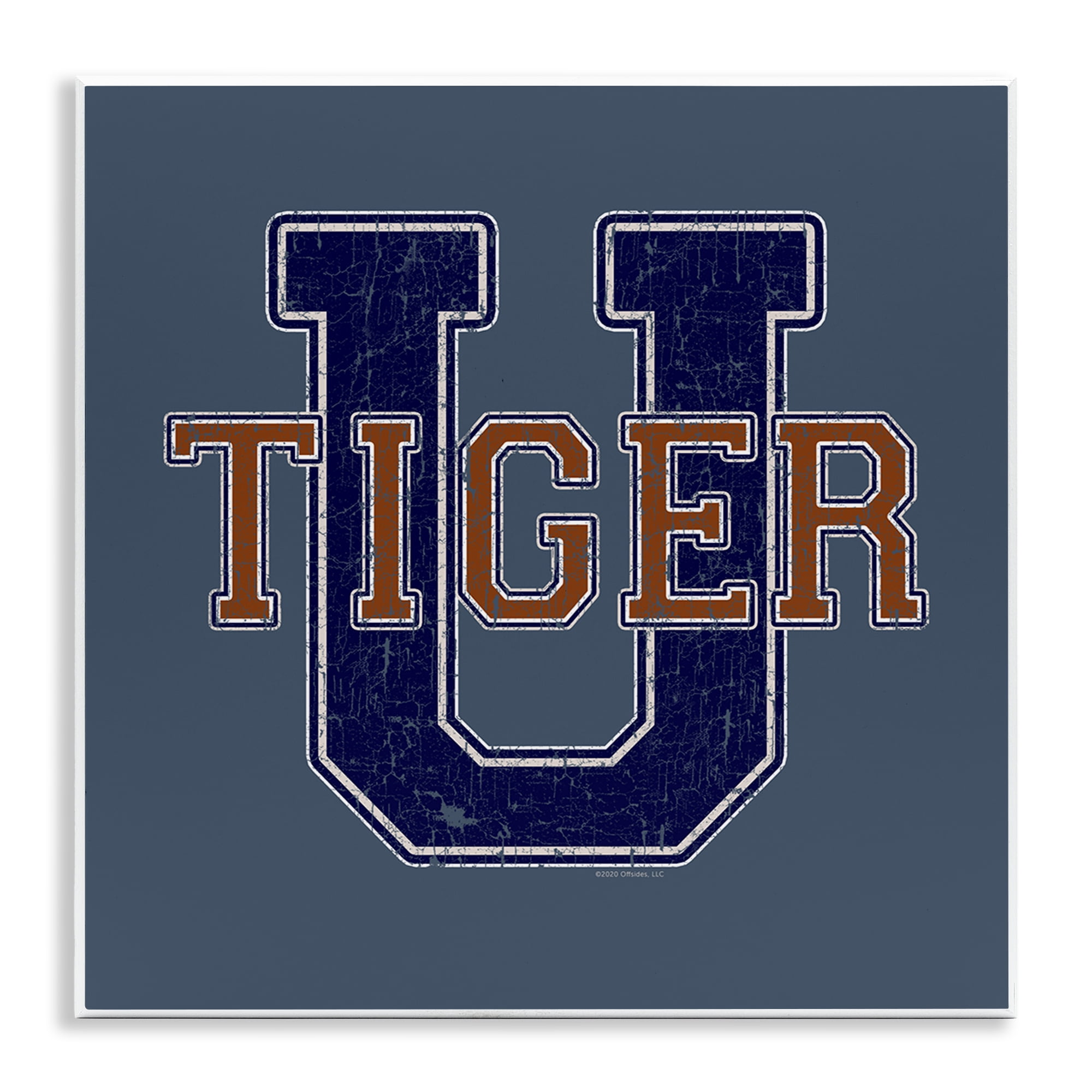 Stupell Industries Varsity Tiger U Vintage Novelty & Humor Painting Unframed Art Print Wall Art, 12 x 12