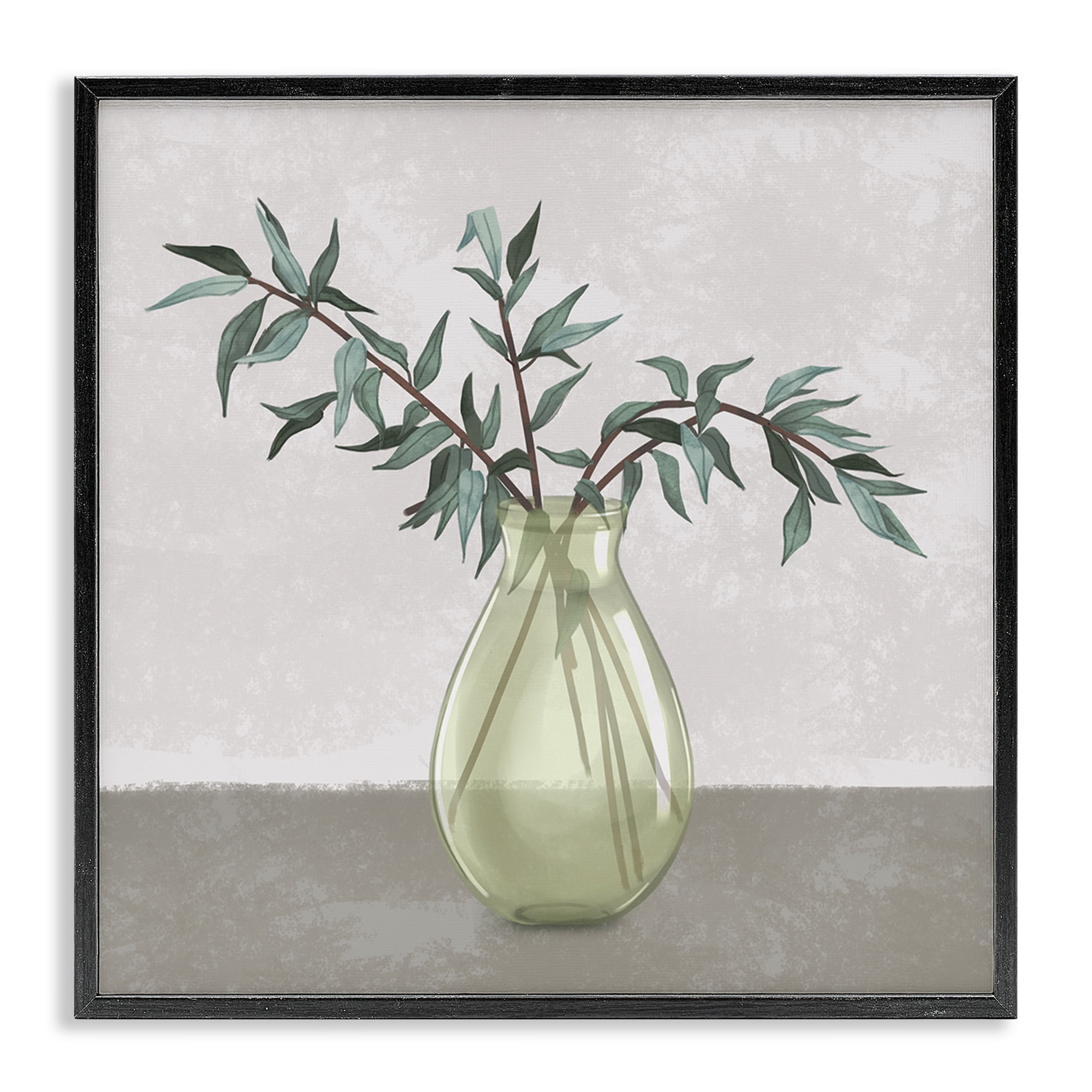Stupell Industries Vase And Plant Neutral Grey Design Botanical & Floral Painting Black Framed Art Print Wall Art, 17 x 17
