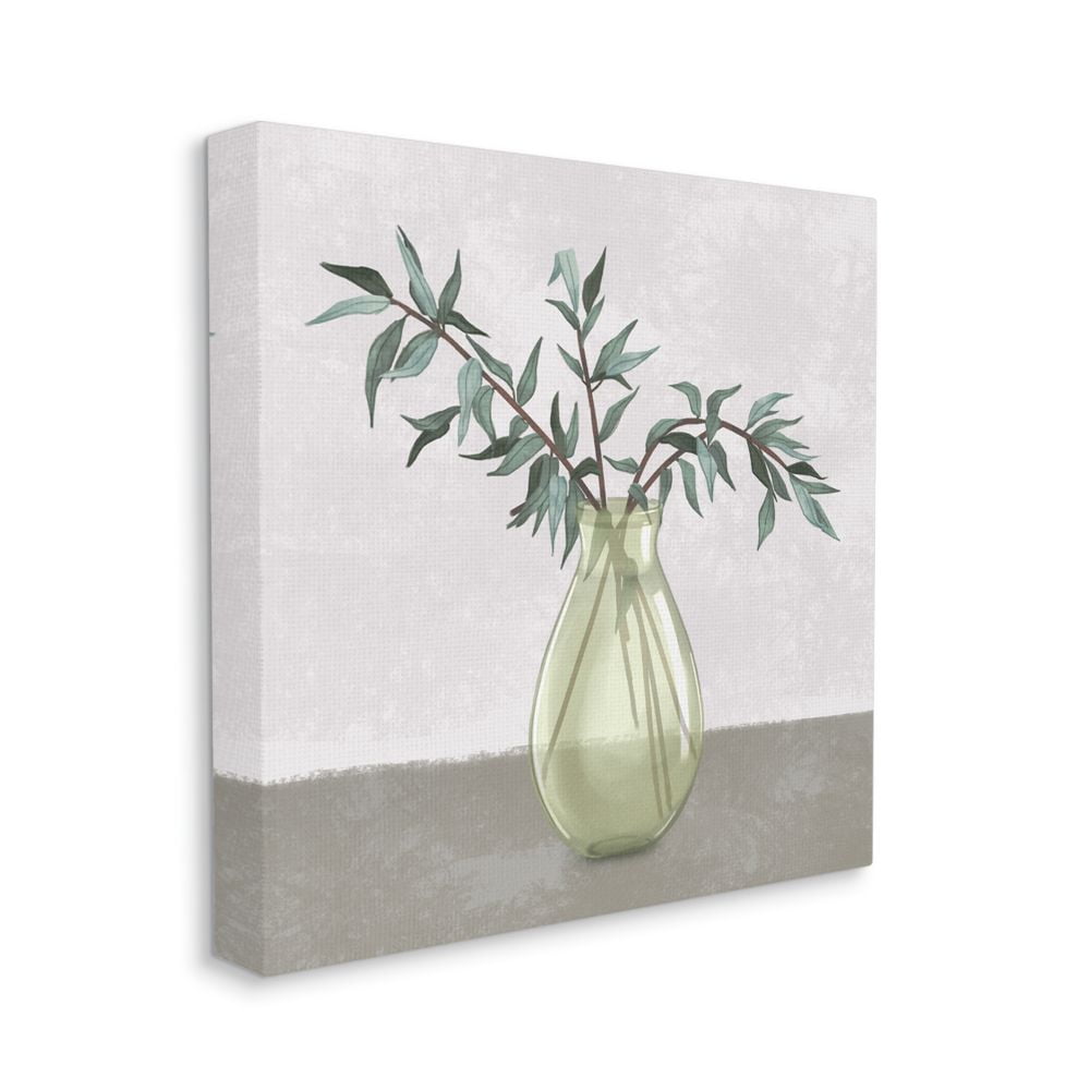 Neutral Grey and Green Botanical Canvas Wall Art, 24 x 24