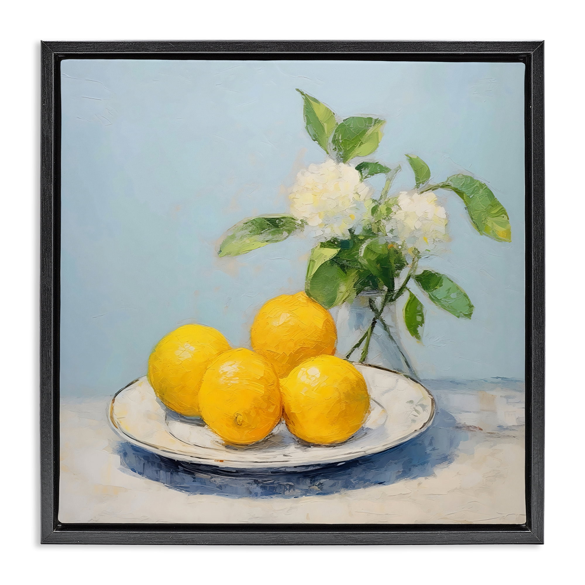 Stupell Industries Vase of Flowers and Lemons Black Framed Floater Canvas Wall Art, design by Creative Studio