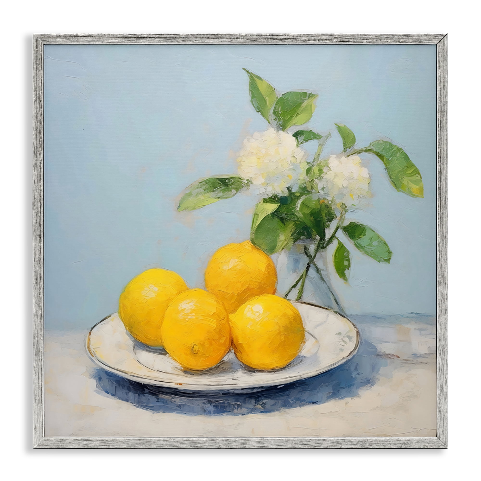 Stupell Industries Vase of Flowers and Lemons Gray Framed Giclee Art, design by Creative Studio