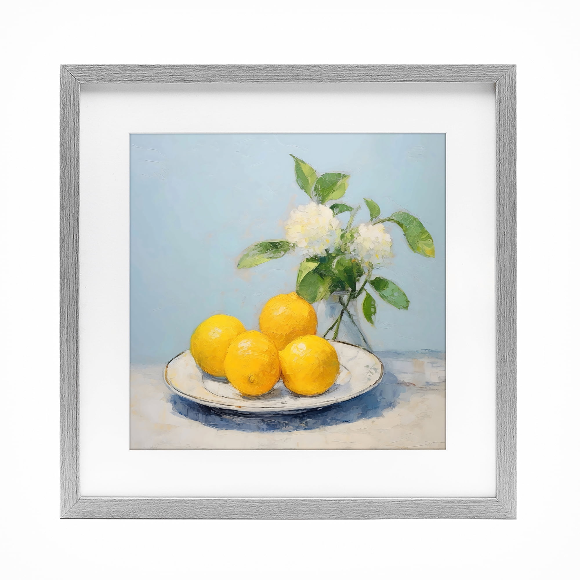 Stupell Industries Vase of Flowers and Lemons Gray Framed Print Under Glass, design by Creative Studio