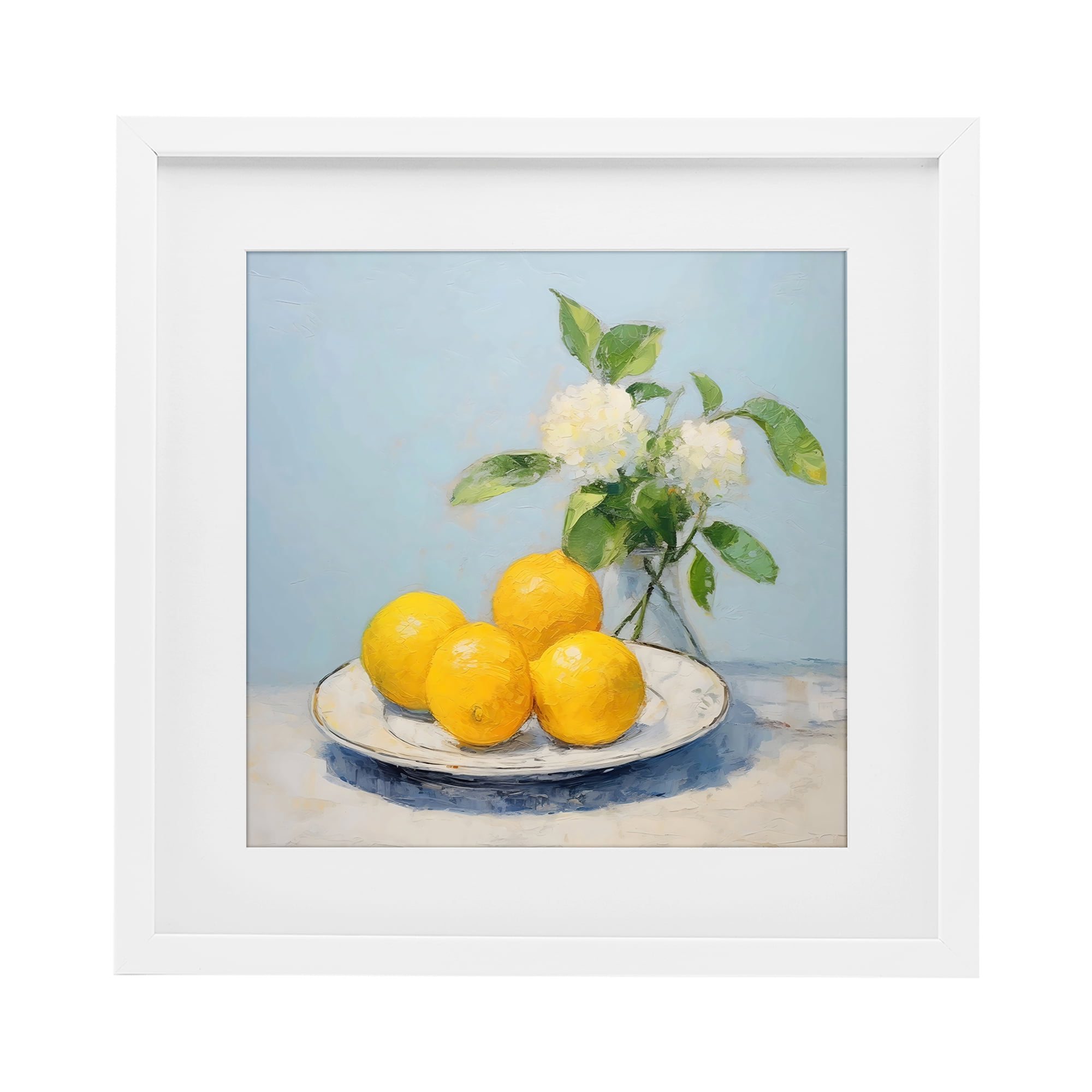 Stupell Industries Vase of Flowers and Lemons White Framed Print Under Glass, design by Creative Studio