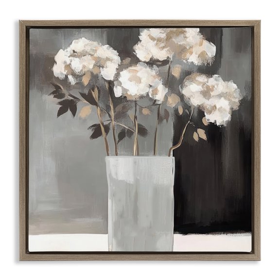 Stupell Industries Vase of Grace on Grey Brown Framed Floater Canvas Wall Art design by Mona Grace, 25 x 25