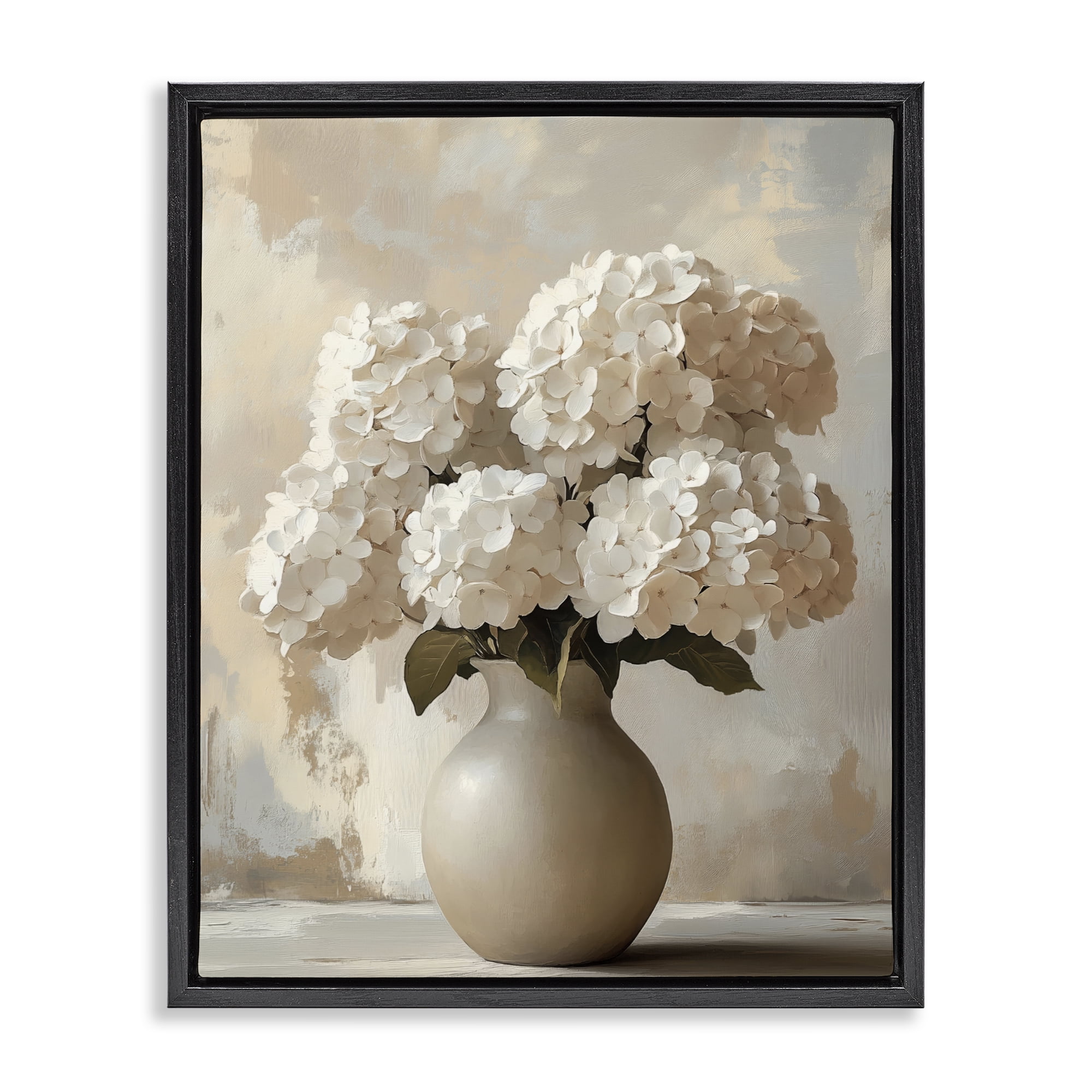 Stupell Industries Vase of Hydrangeas in Bloom Black Framed Floater Canvas Wall Art, design by LSR Design Studio